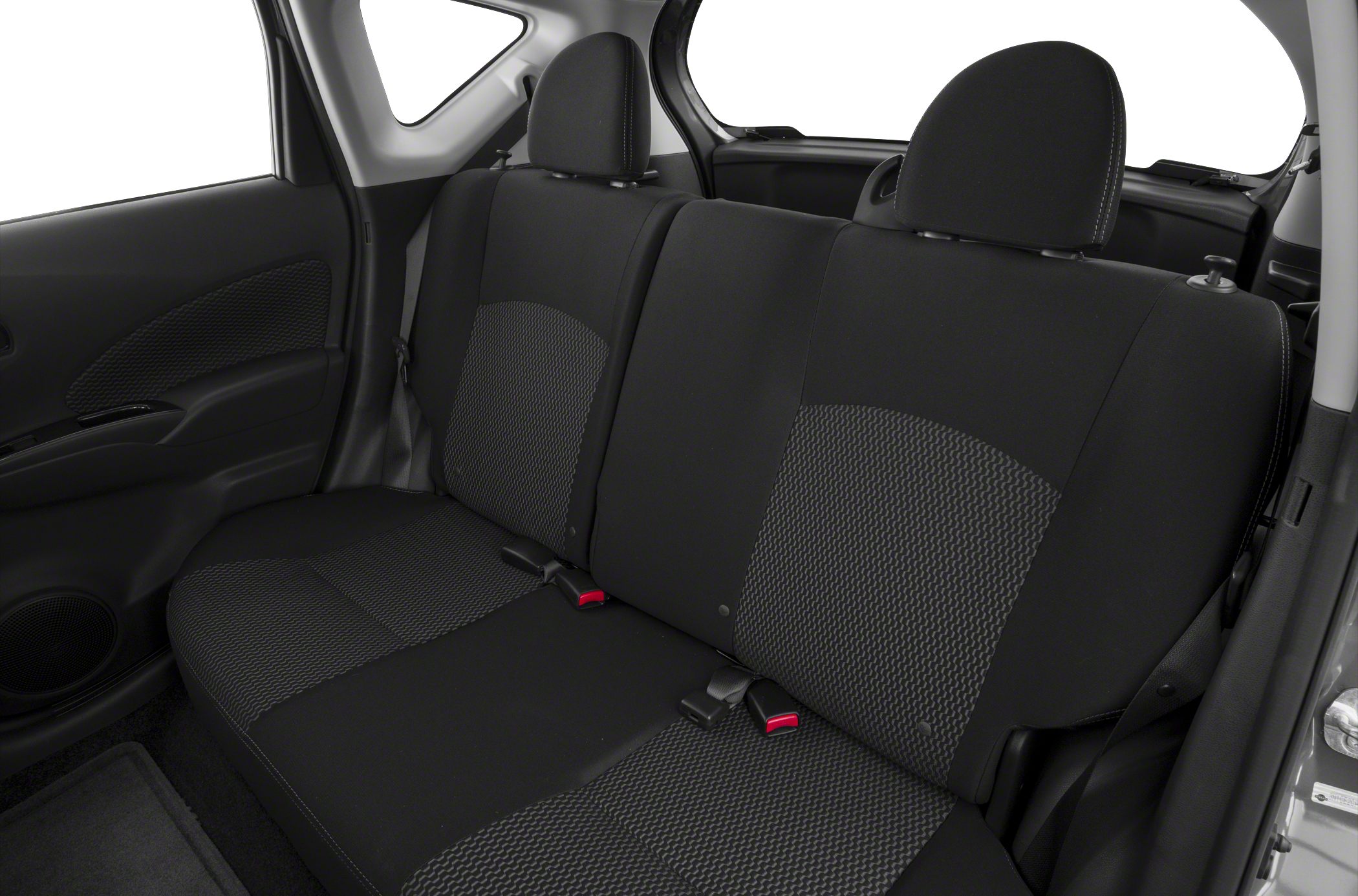 Rear seat upholstery with fabric and headrests