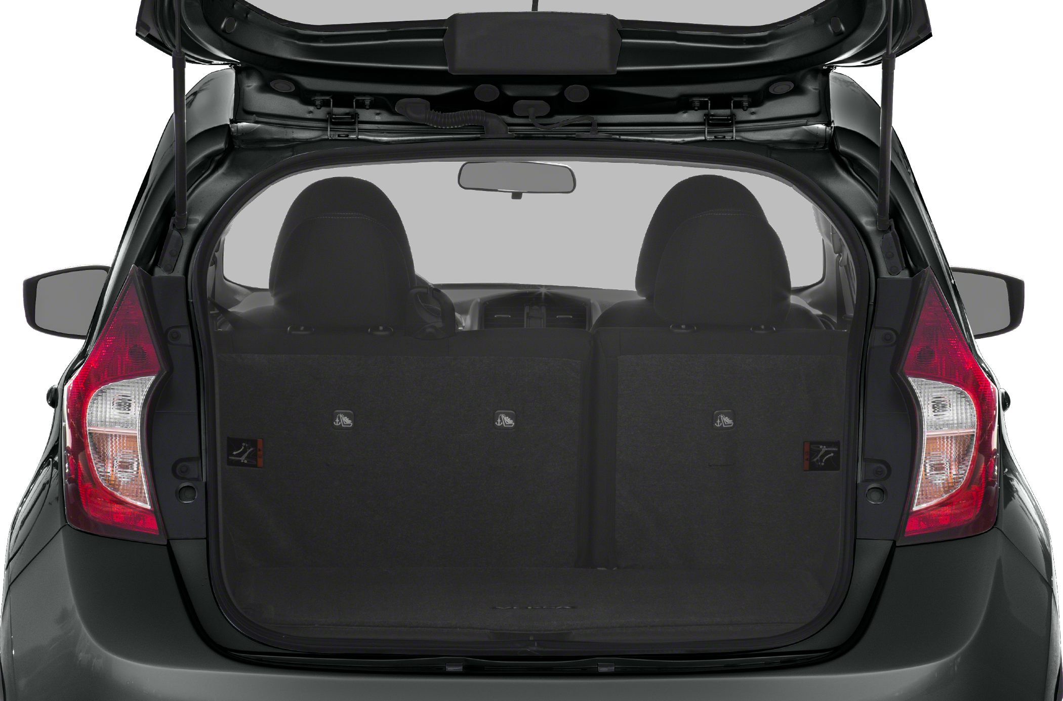 Open rear hatch with visible trunk and rear seats