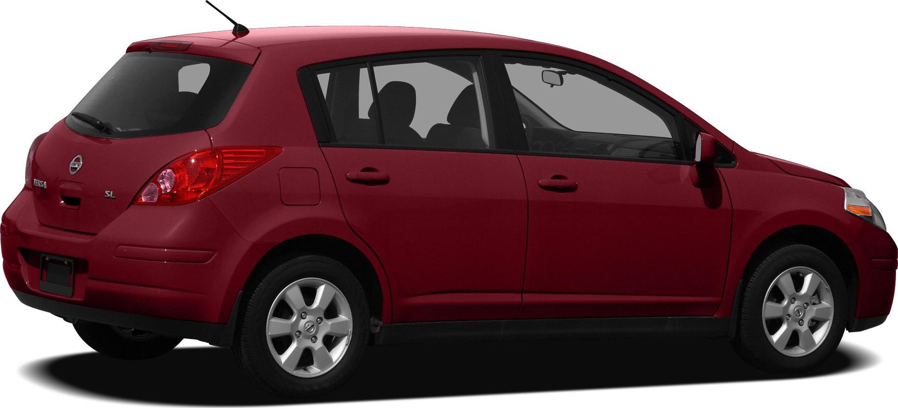Red hatchback rear side profile with alloy wheels and five-door layout