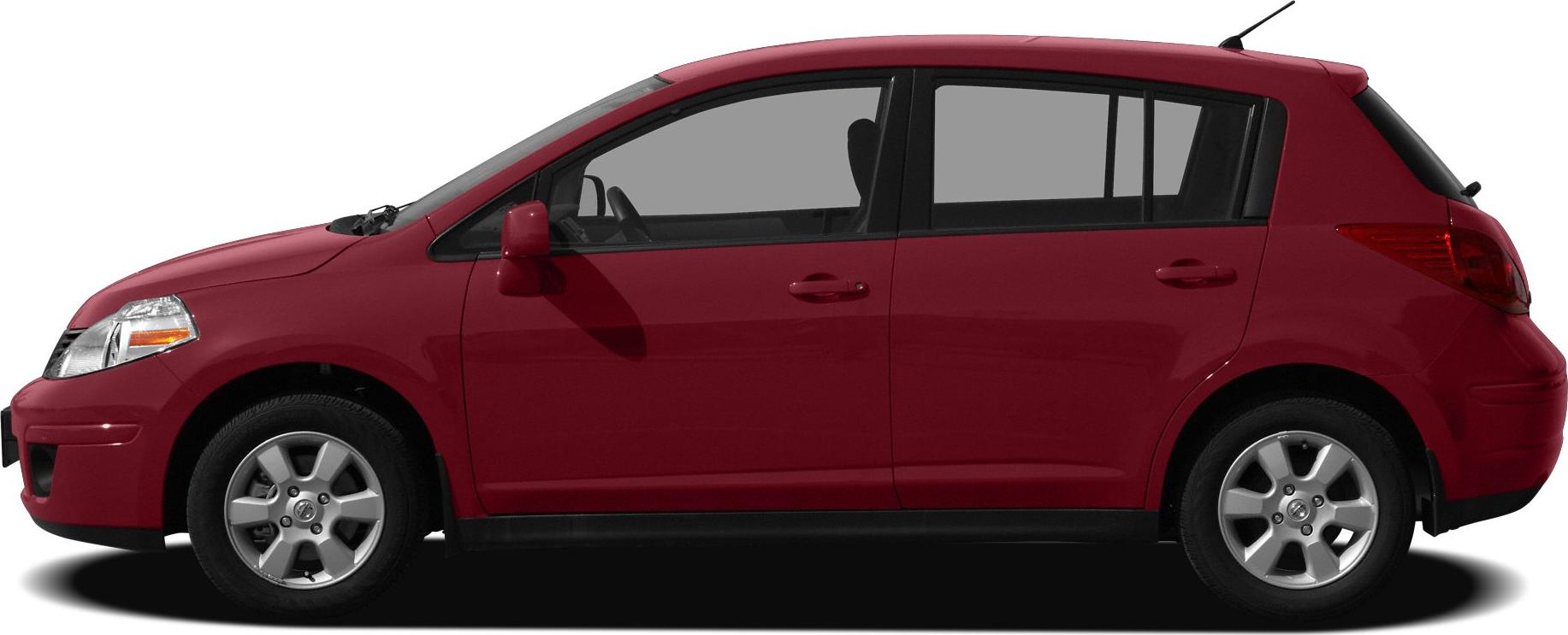 Compact red 5-door hatchback side profile with alloy wheels