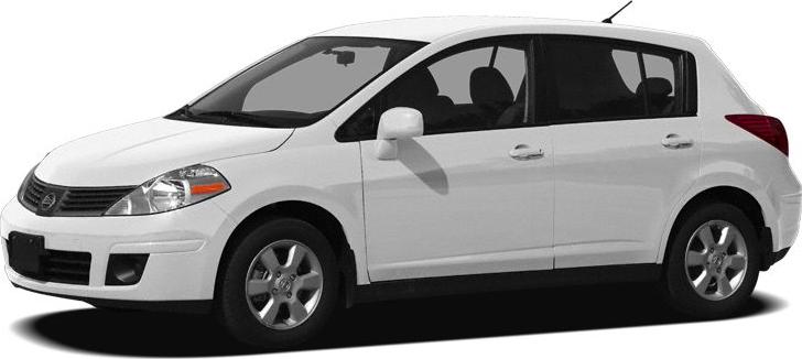 White compact hatchback with five doors, side profile view