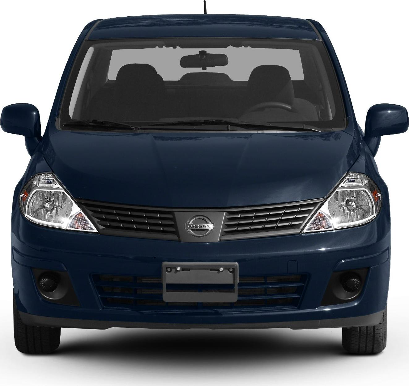 Front view of car showing headlights, grille, and windshield.