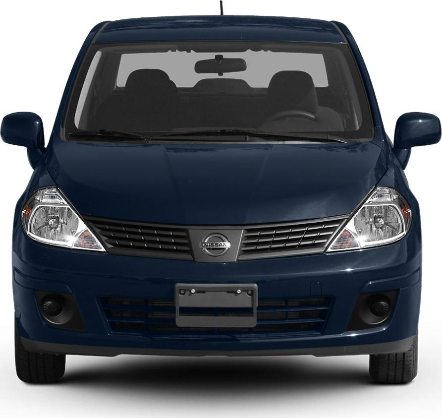 Front view of a compact sedan with wide grille and clear headlights
