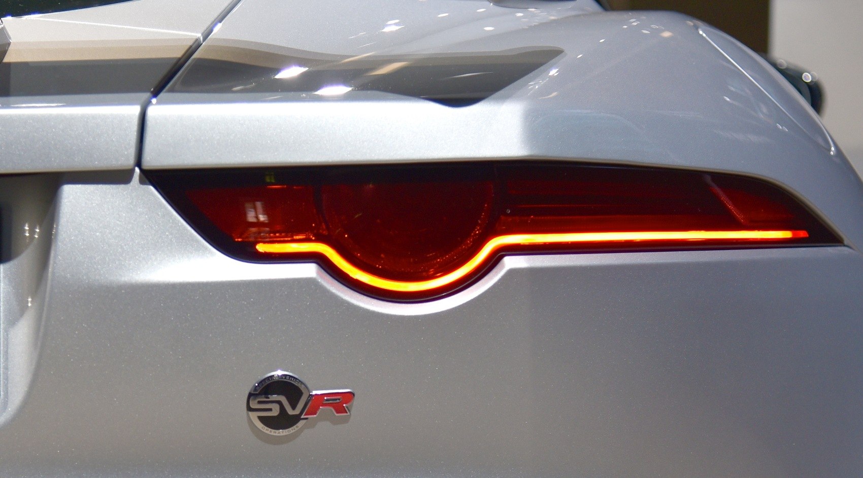 Rear LED tail light and SVR badge on silver coupe