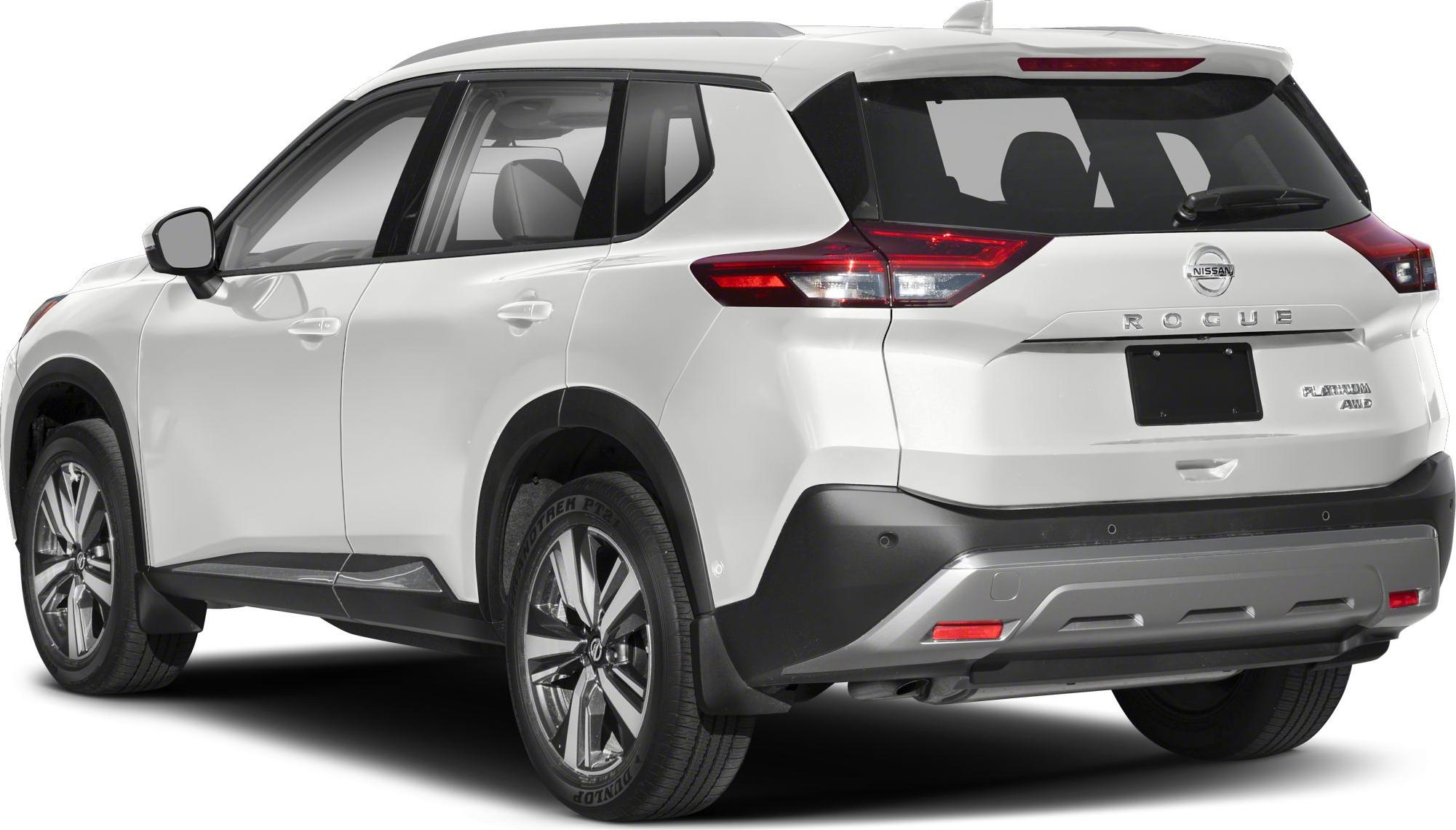 Rear and side view of mid-size SUV with AWD and Platinum trim.