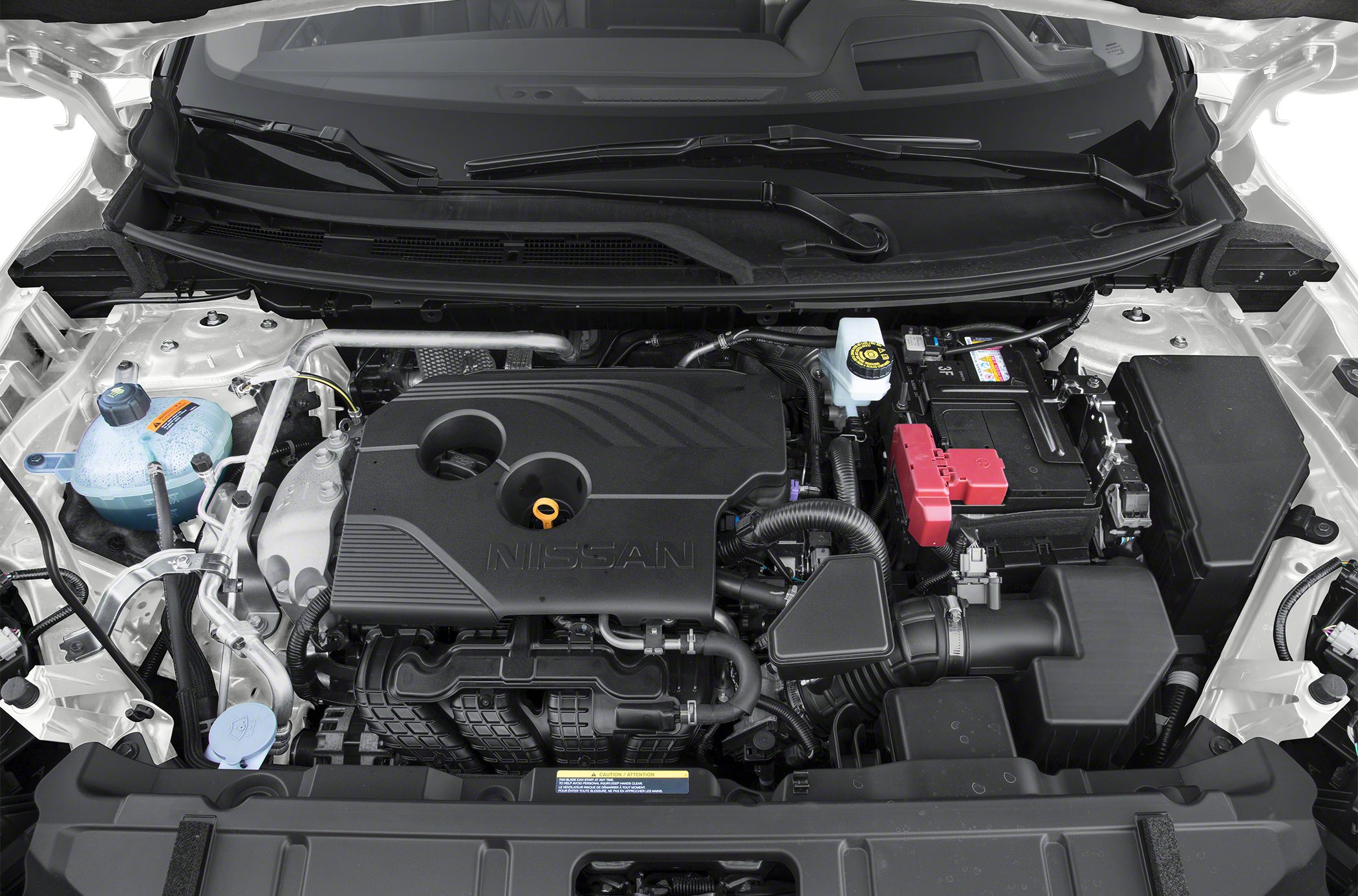 Nissan vehicle engine compartment with visible engine and components
