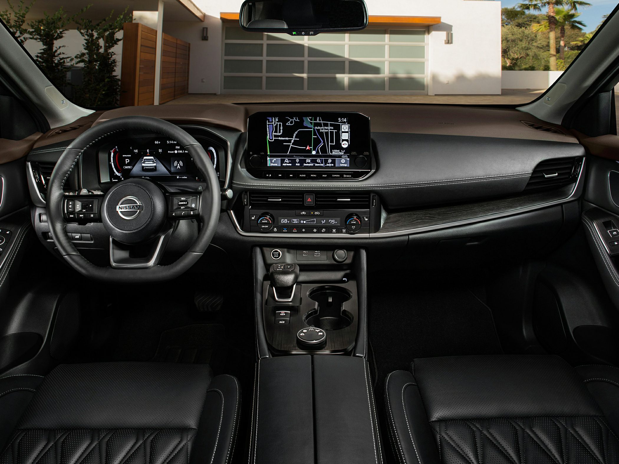 Dashboard with digital cluster and infotainment screen
