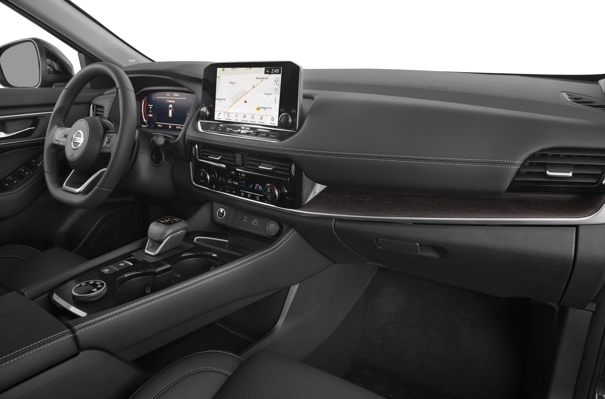 Digital cockpit and touchscreen infotainment system with ergonomic center console