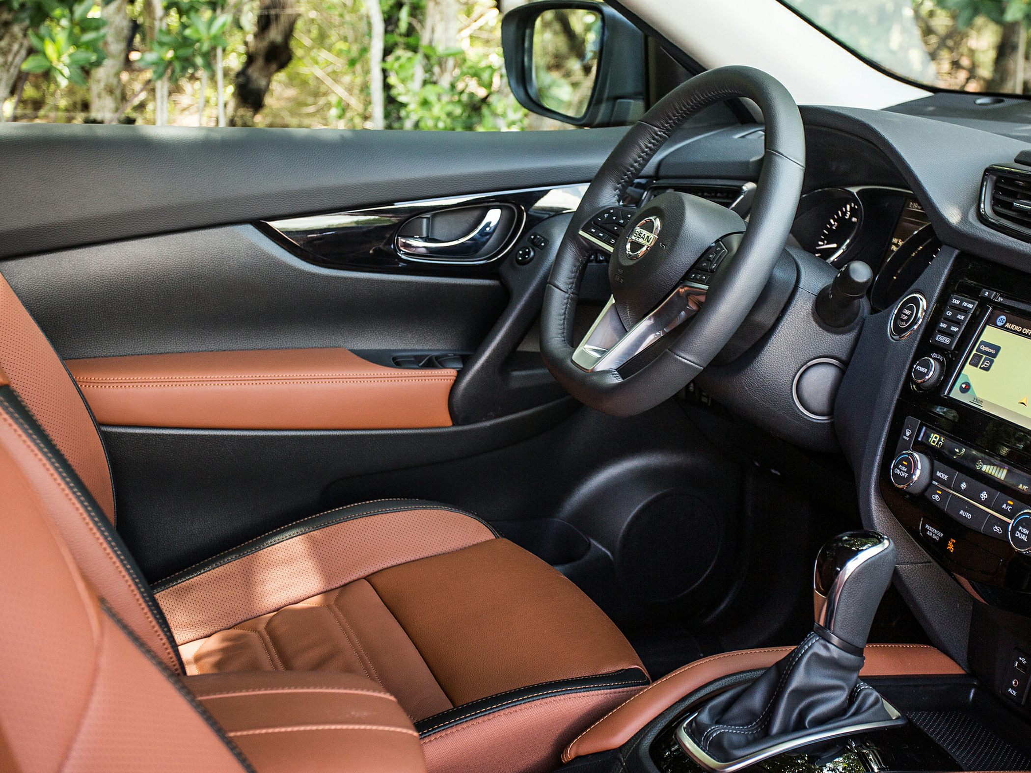 Leather seats and dashboard with gear shift knob