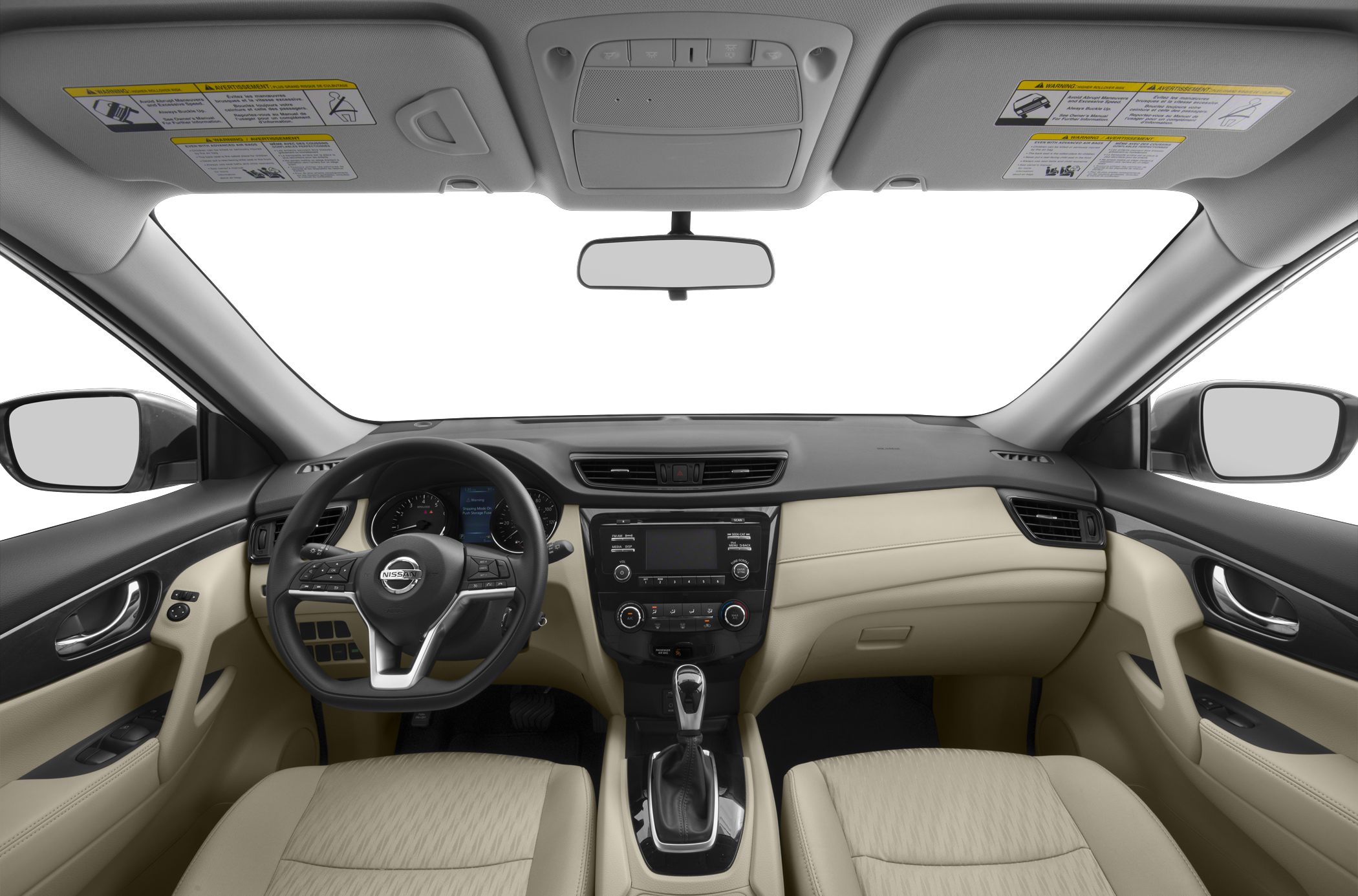 Dashboard, steering wheel, center console, beige car seats