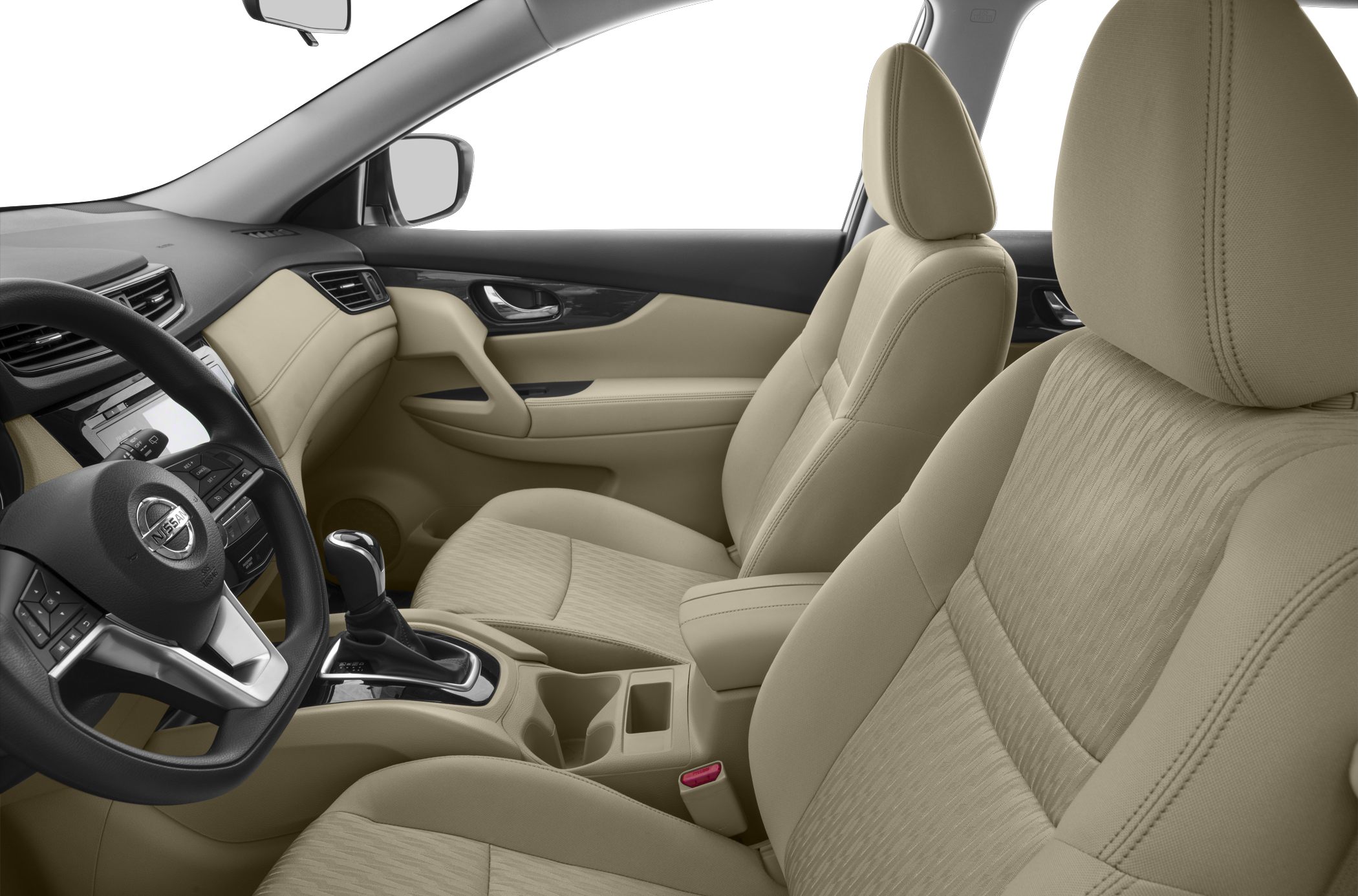Beige car seats and steering wheel in facelift SUV interior