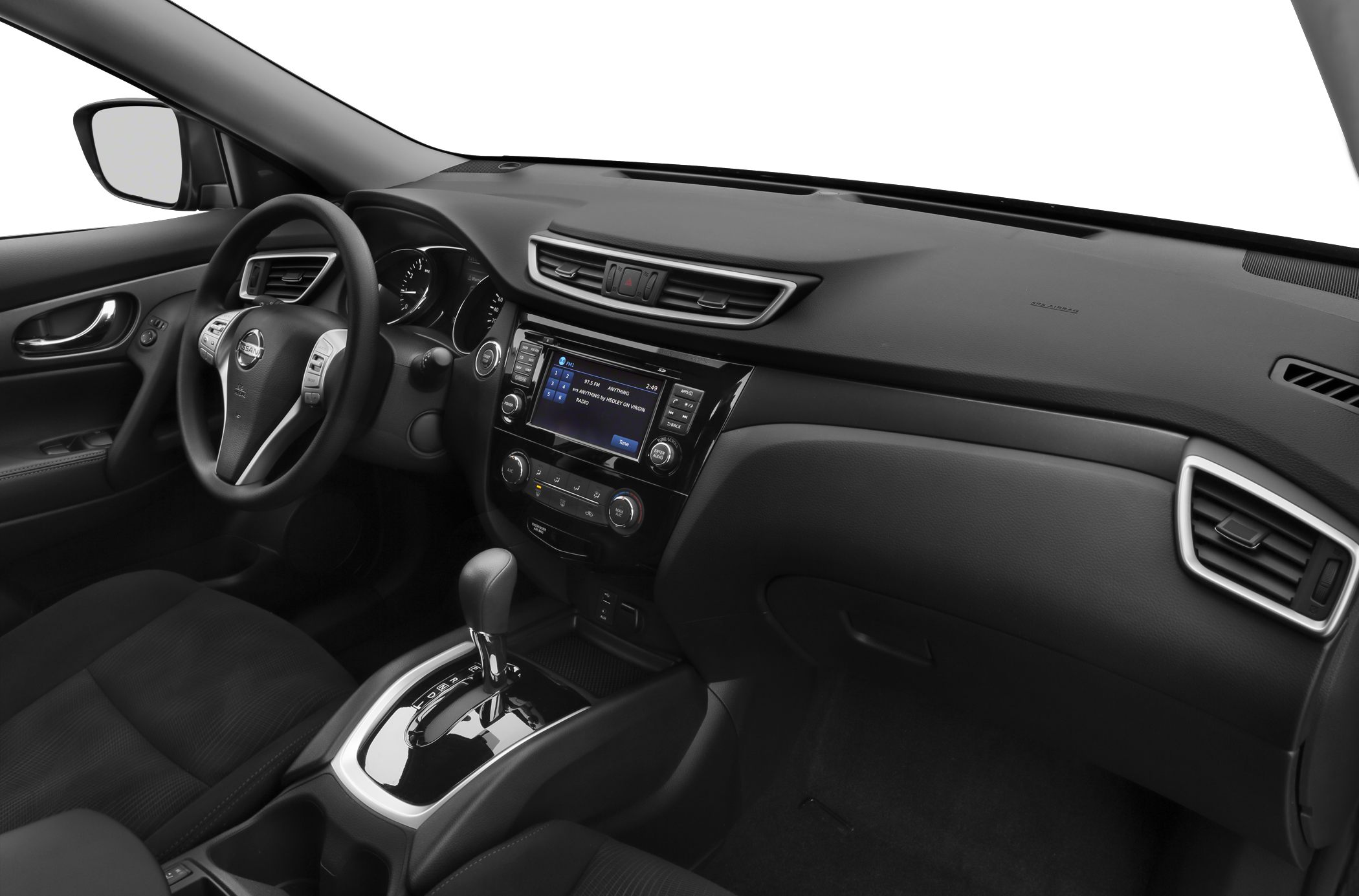Dashboard, infotainment system, automatic gear shift, steering wheel