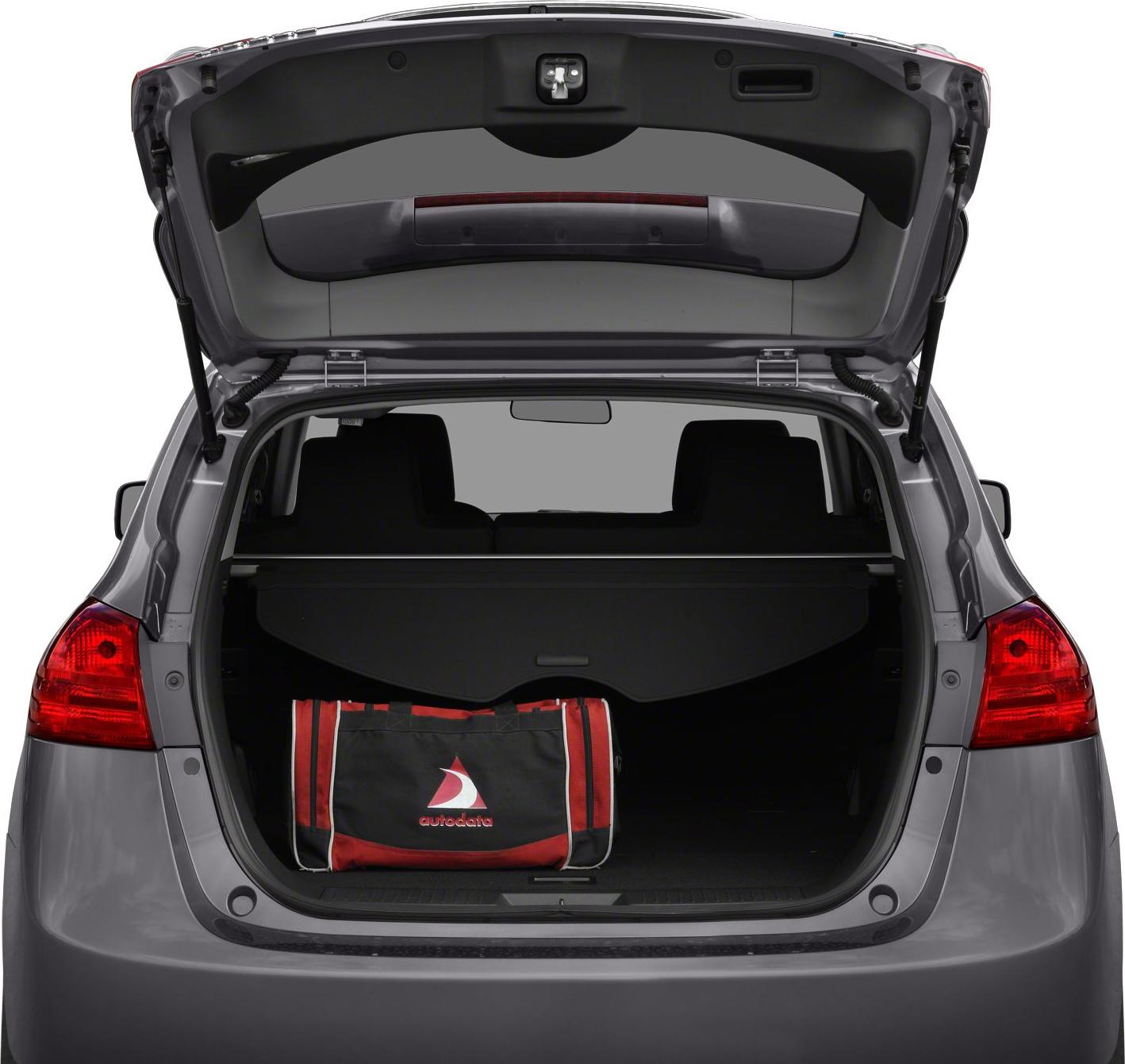 Open rear trunk with cargo space and storage bag