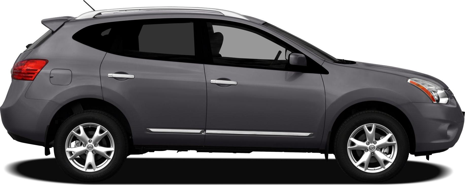 Side profile of a compact SUV with alloy wheels and roof rails