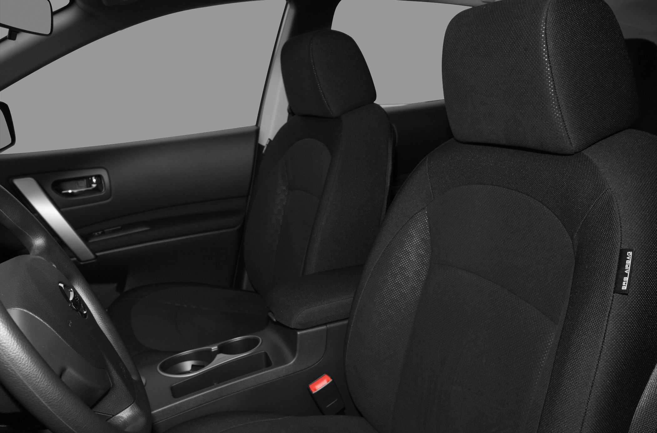 Black cloth front seats with center console and door panel