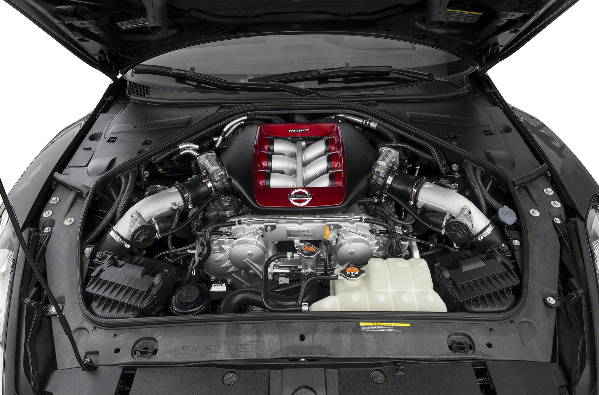 High-performance turbocharged engine bay with visible intake and components
