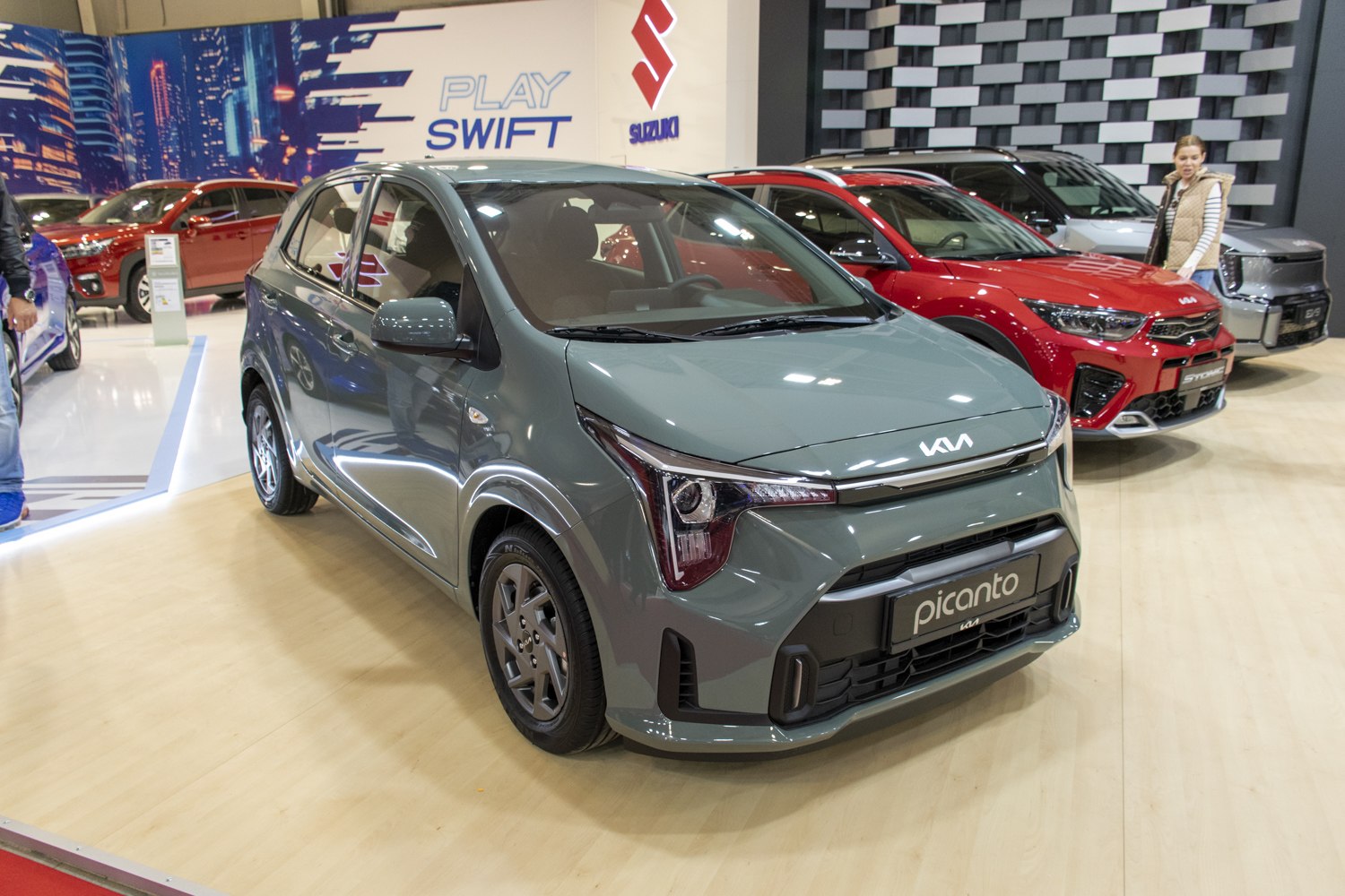 Compact hatchback with sharp LED headlights and sleek aerodynamic design