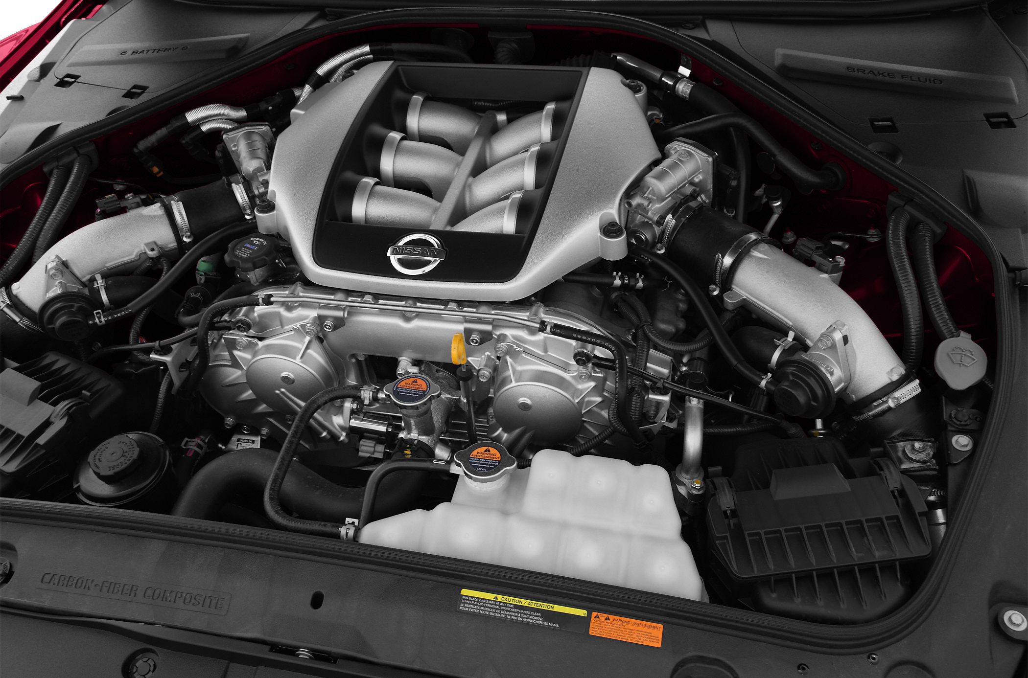 High-performance multi-cylinder engine layout with intake and cooling system components.