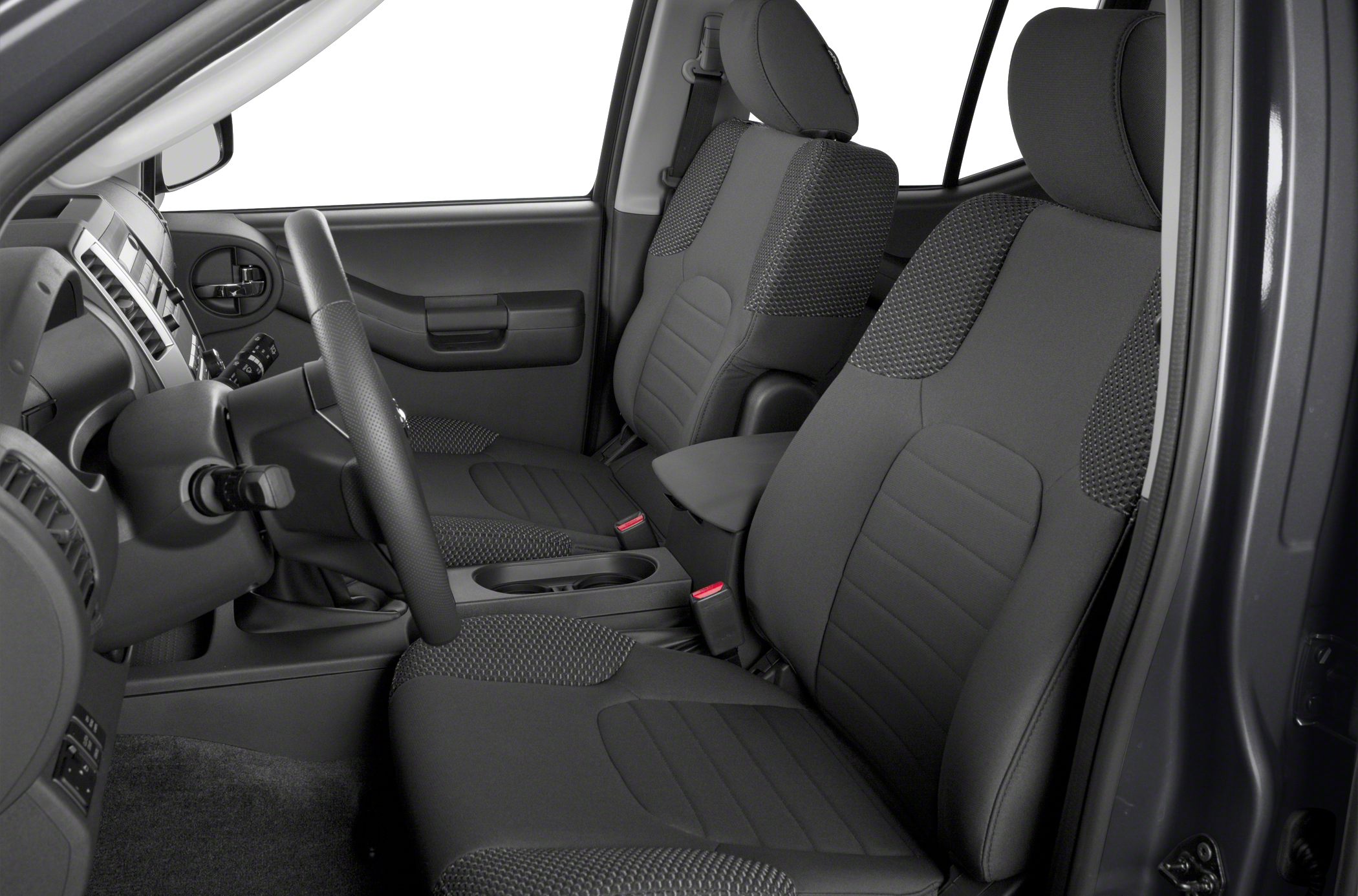 Front seats, steering wheel, dashboard interior of a vehicle