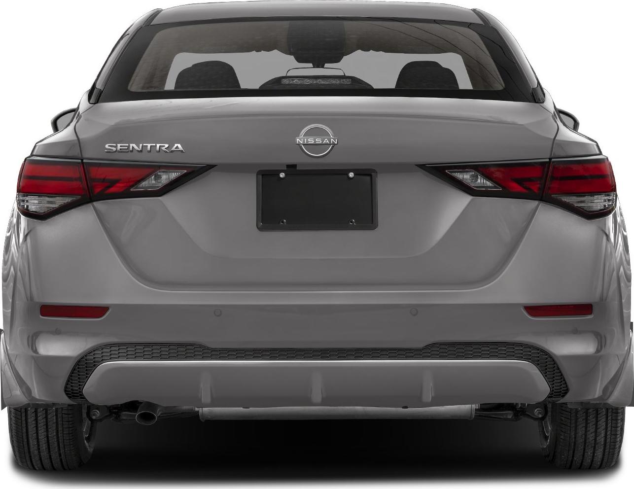 Rear view of modern taillights and bumper design of a sedan.