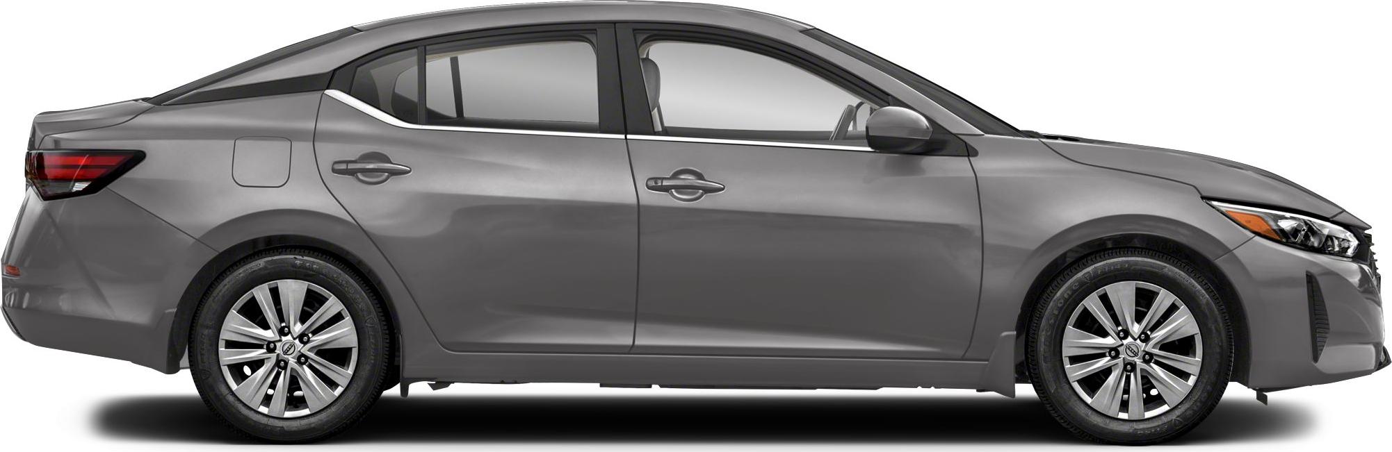 Side profile of a sleek modern four-door sedan with alloy wheels