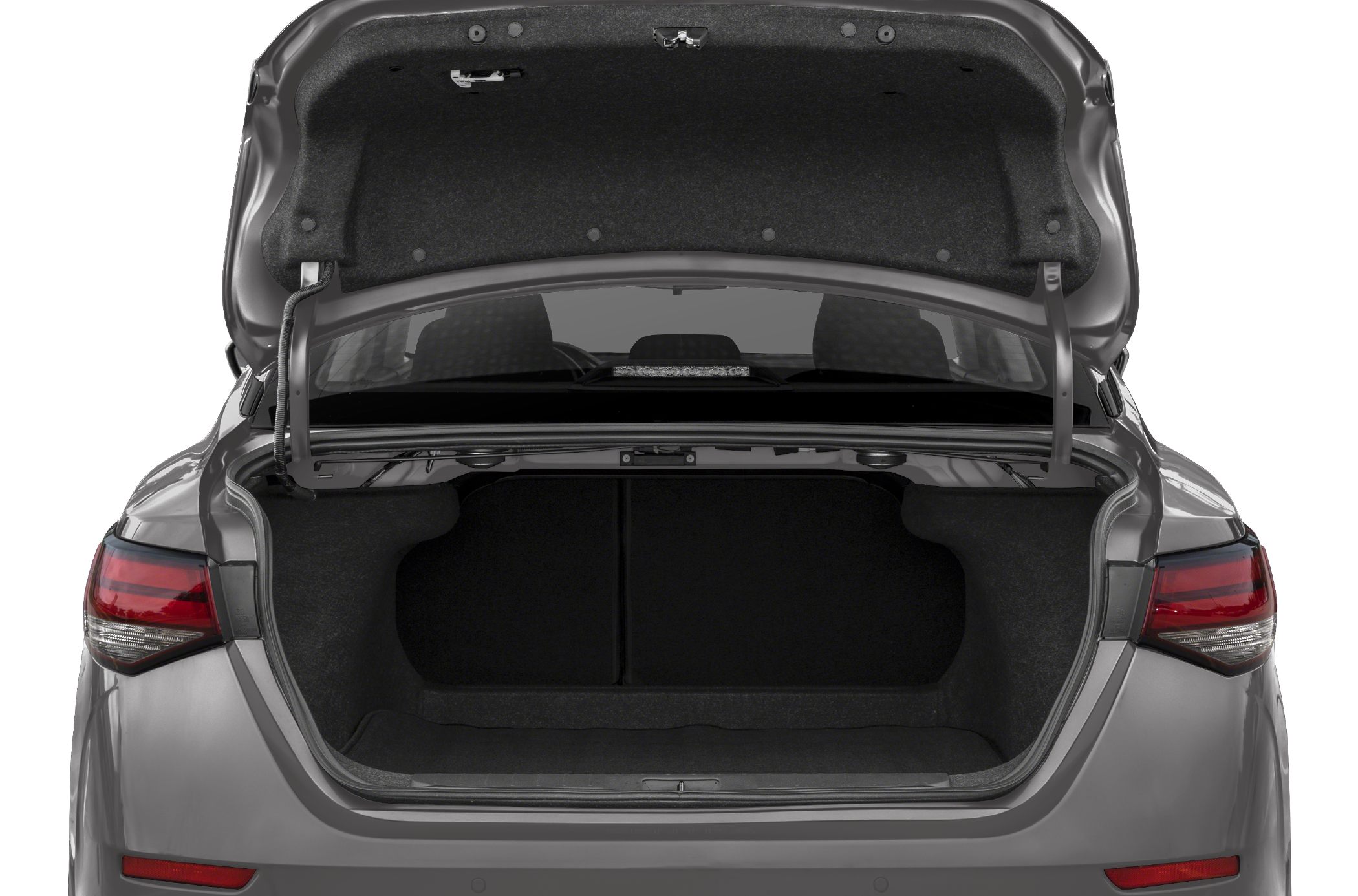 Spacious sedan trunk interior with open lid and well-defined cargo space