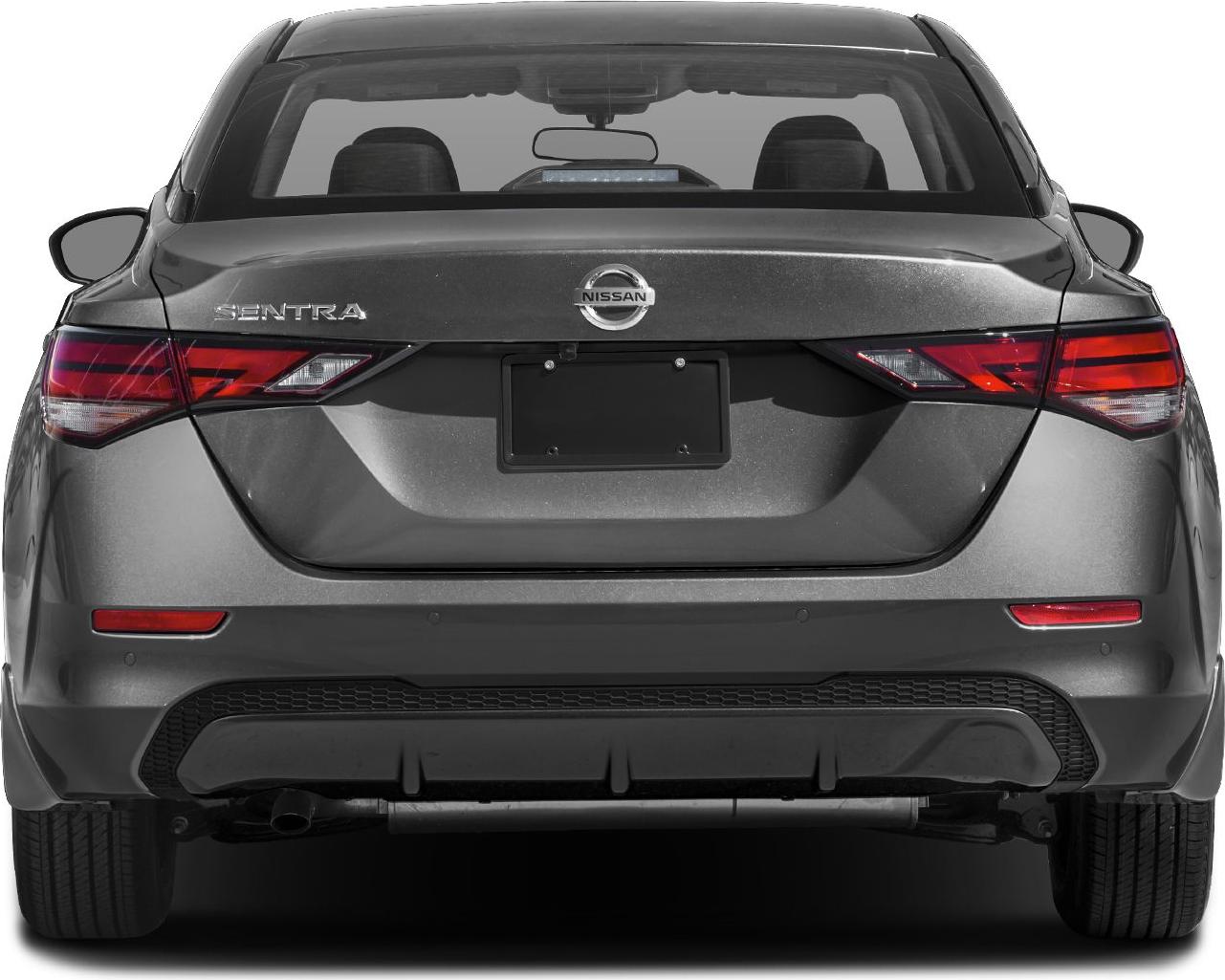 Rear view showing tail lights, bumper, and trunk design.
