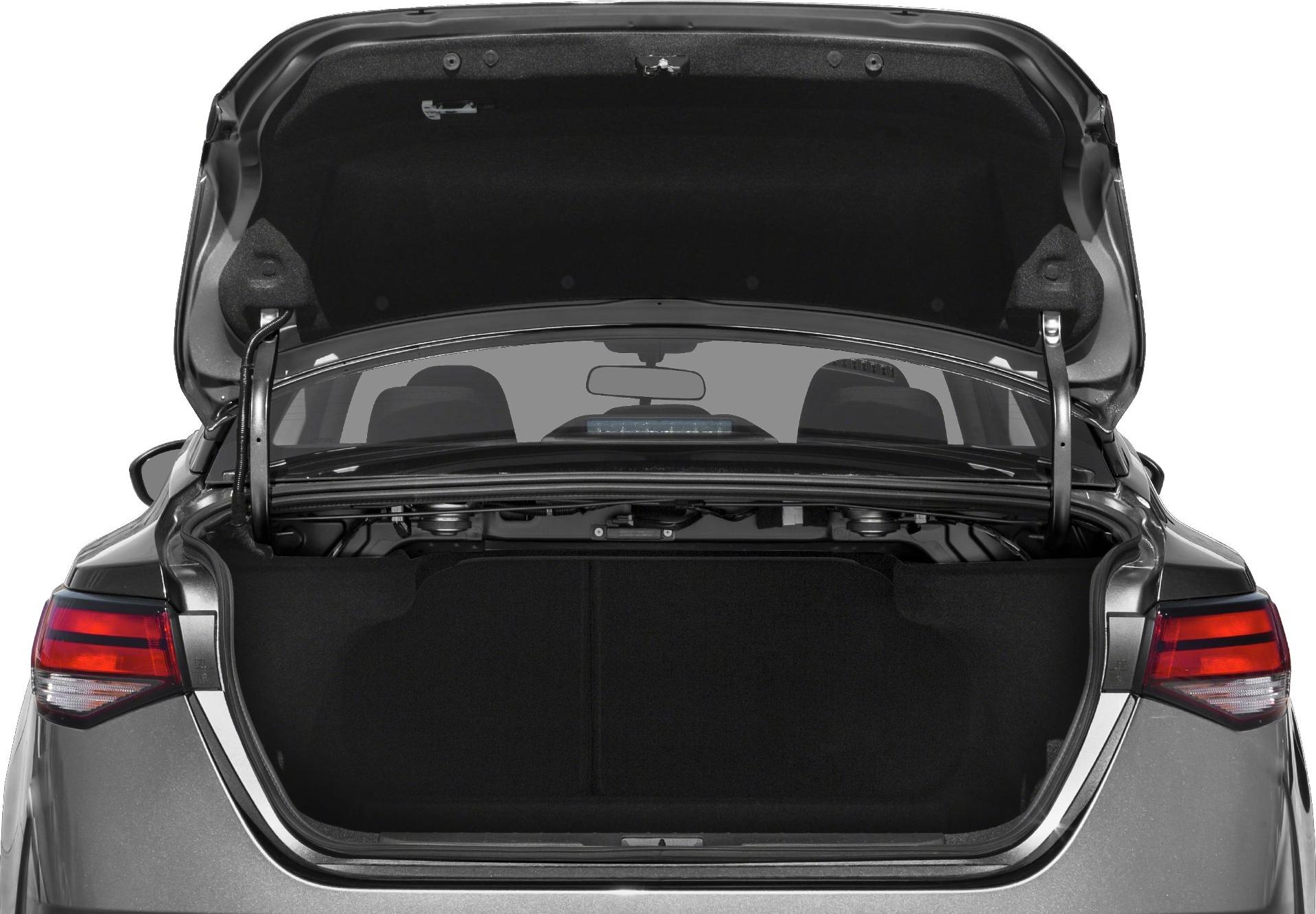 Open trunk with spacious cargo area and visible rear light assemblies