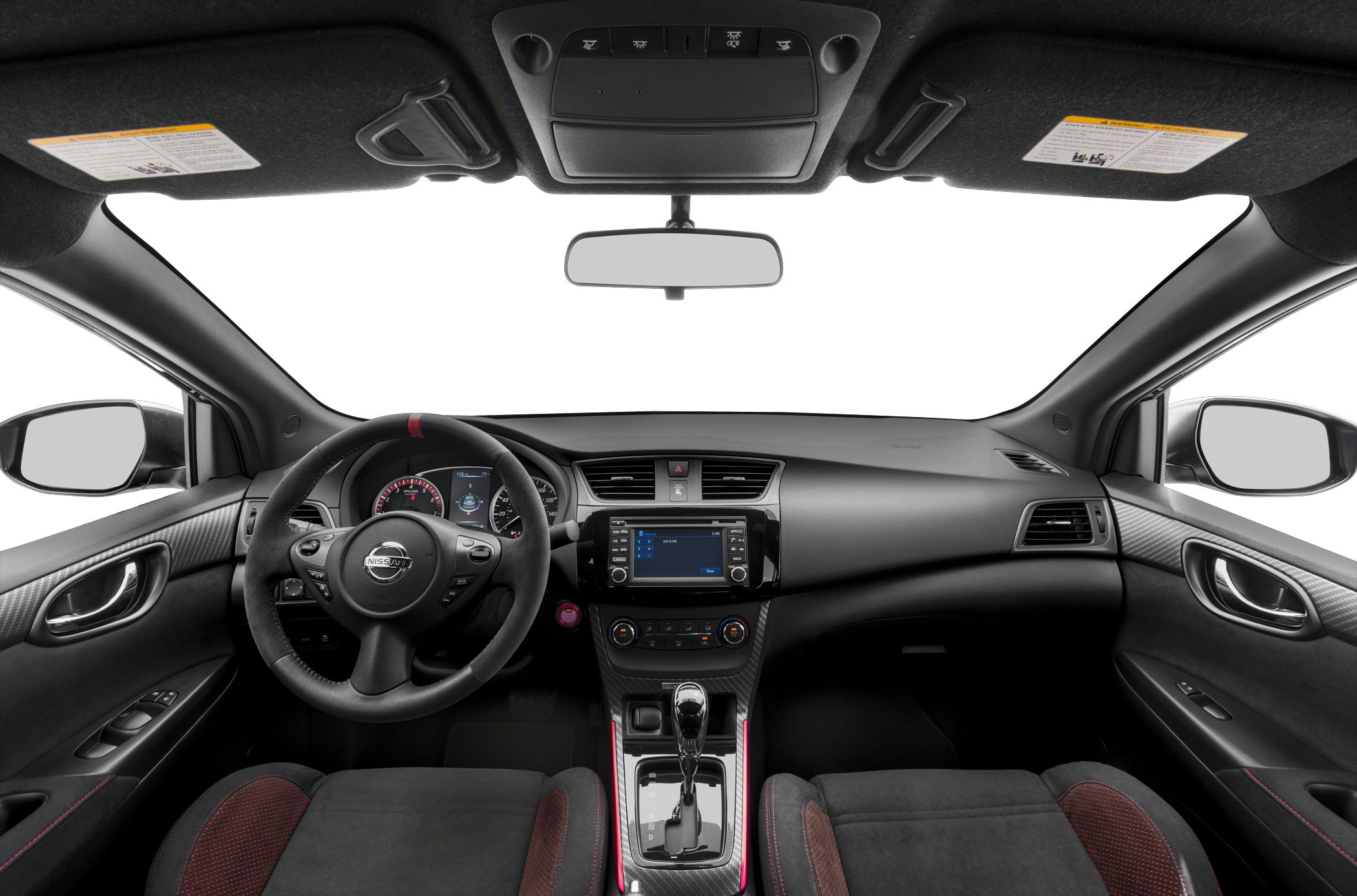 Dashboard, steering wheel, center console with gear shift and infotainment screen