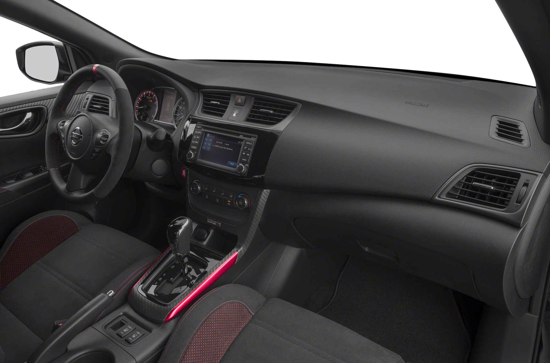 Dashboard, steering wheel, center console with automatic gear shift