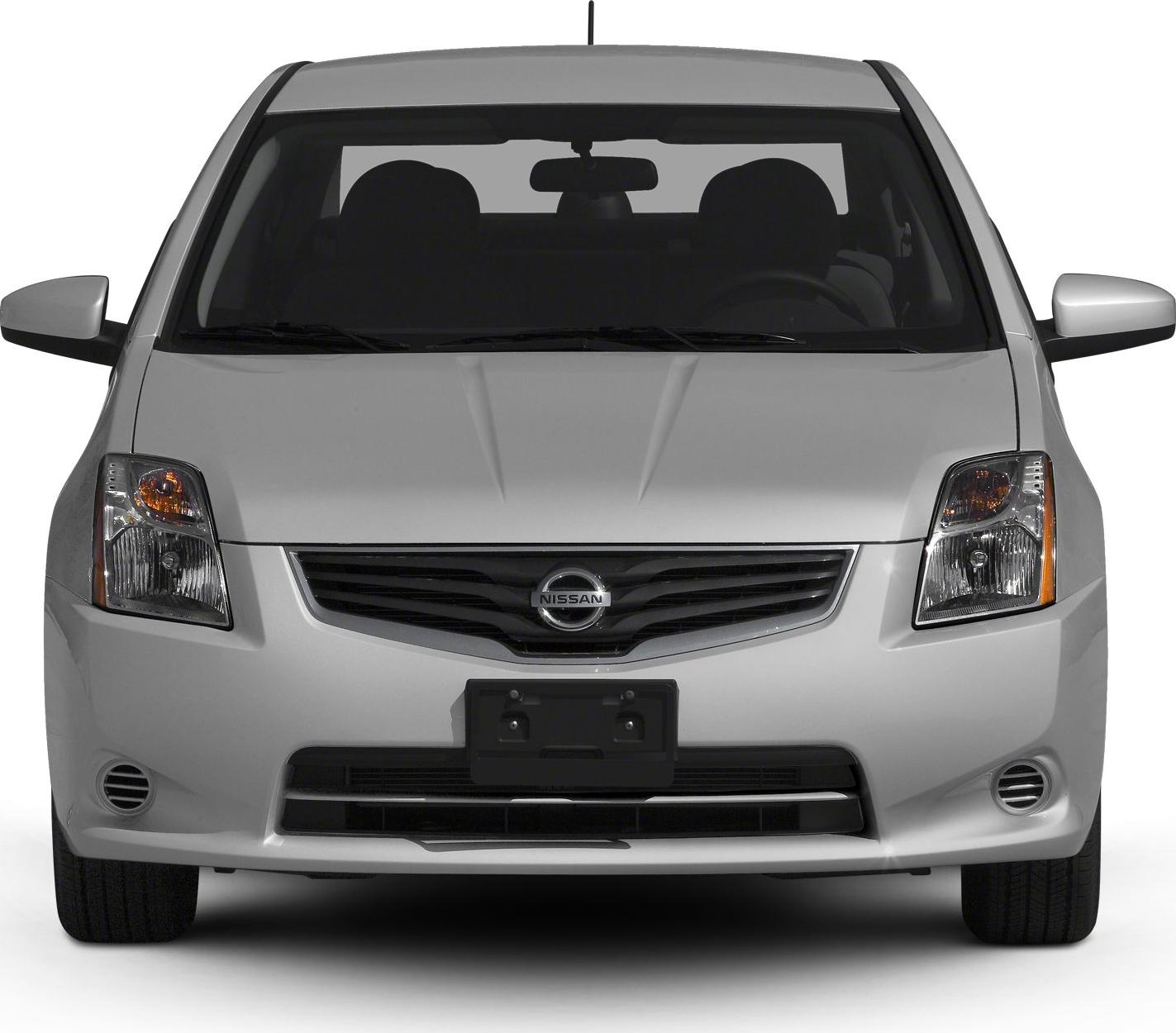 Front view with headlights, grille, and bumper of compact sedan