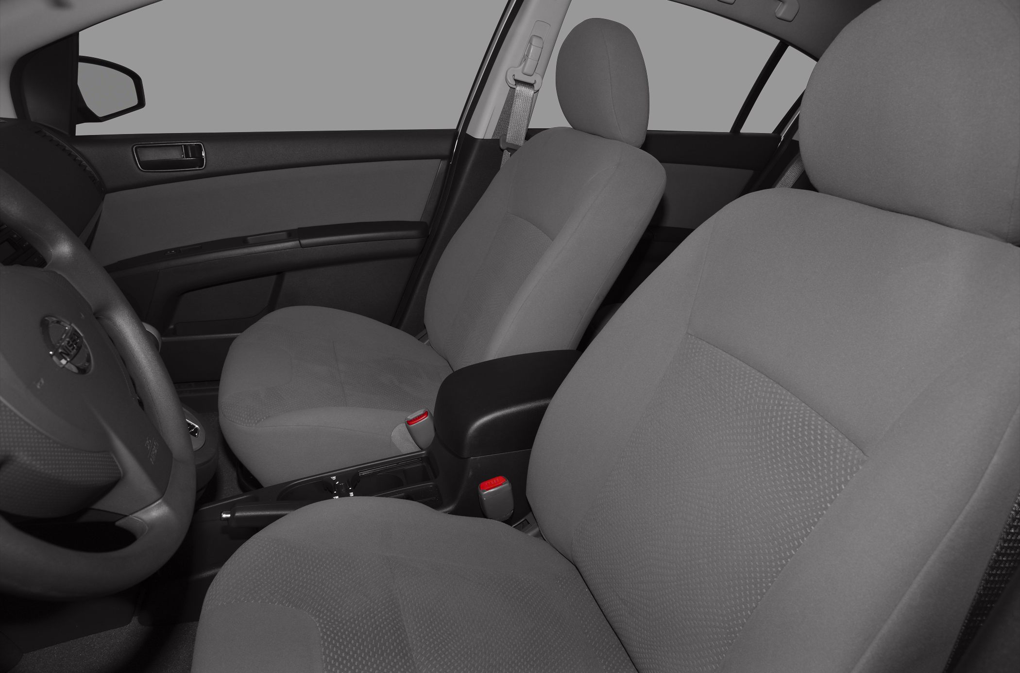 Cloth front seats and dashboard interior layout with center console