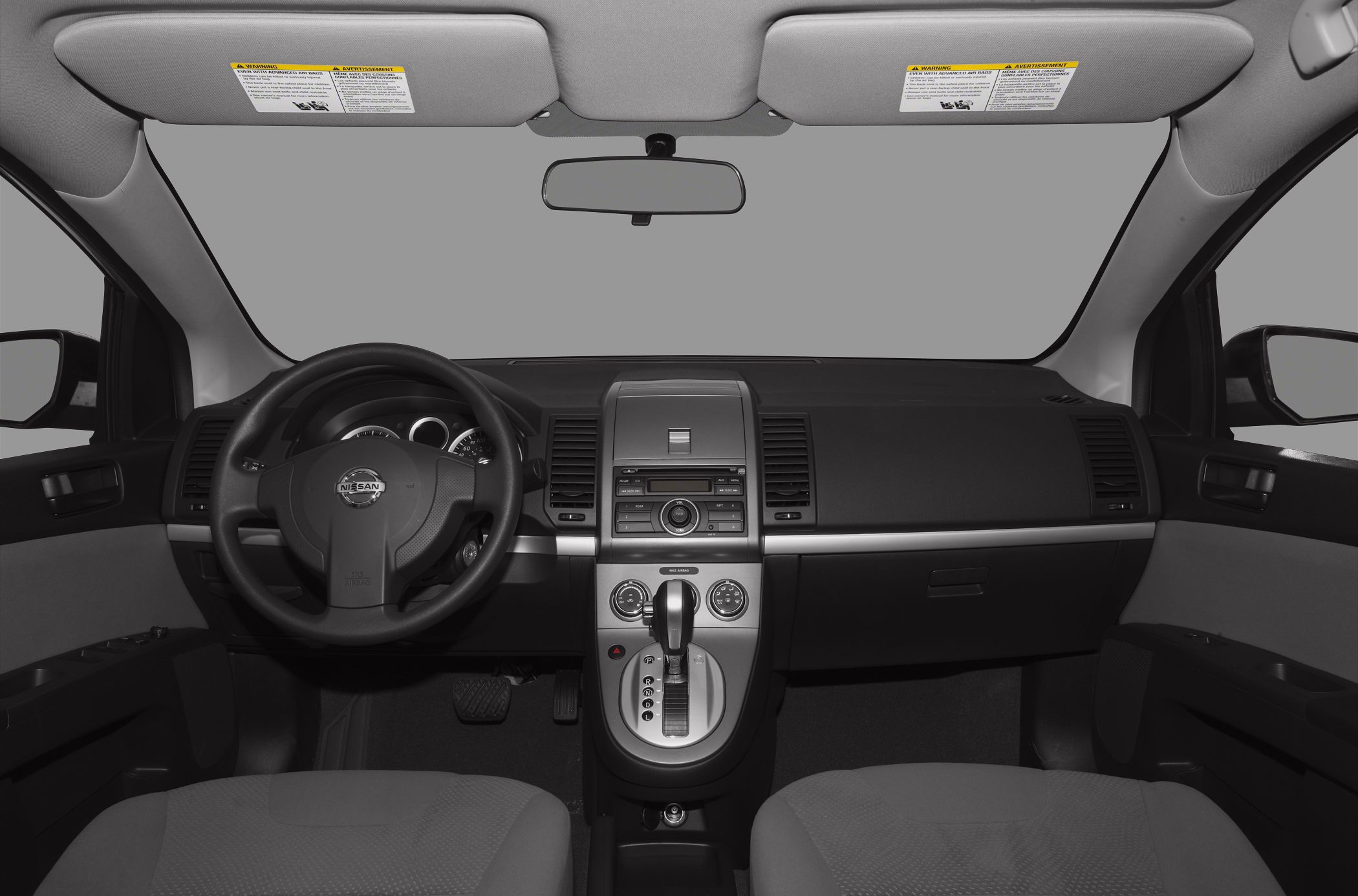 Dashboard and steering wheel with center console and automatic gear shift