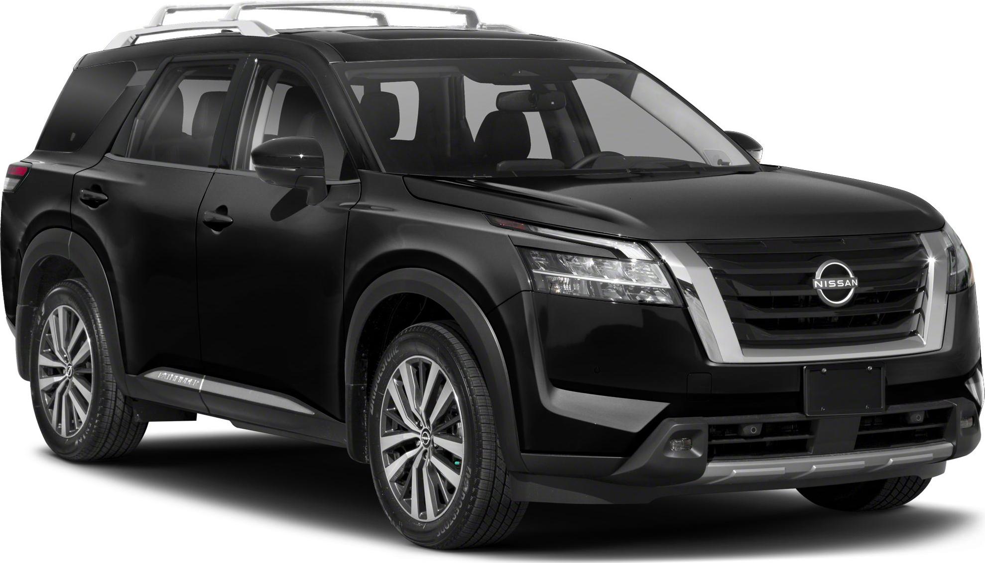 Black SUV with modern grille, roof rails, and alloy wheels front side view