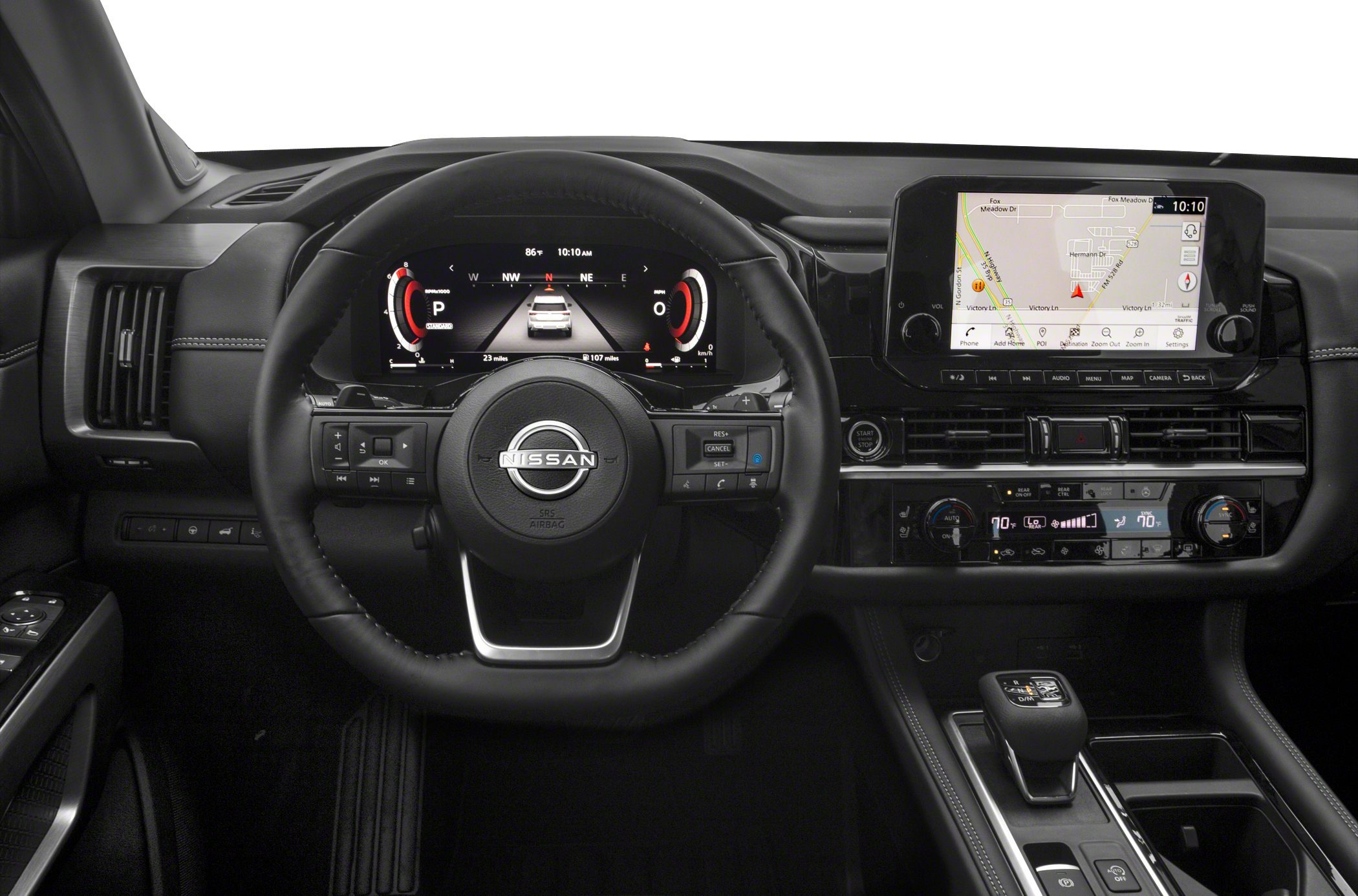 Digital dashboard and infotainment system with GPS navigation and climate controls