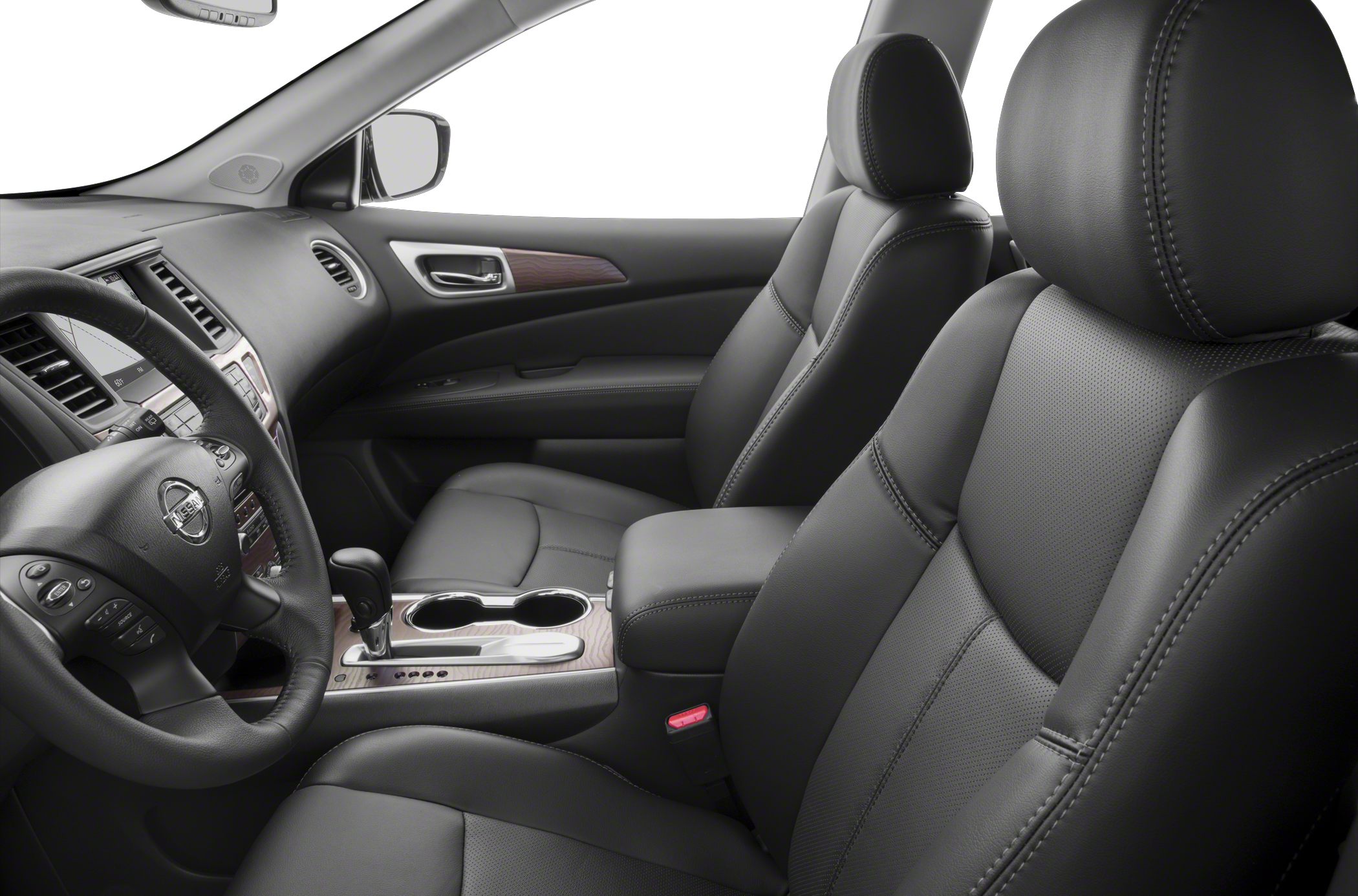 Leather front seats with center console and dashboard