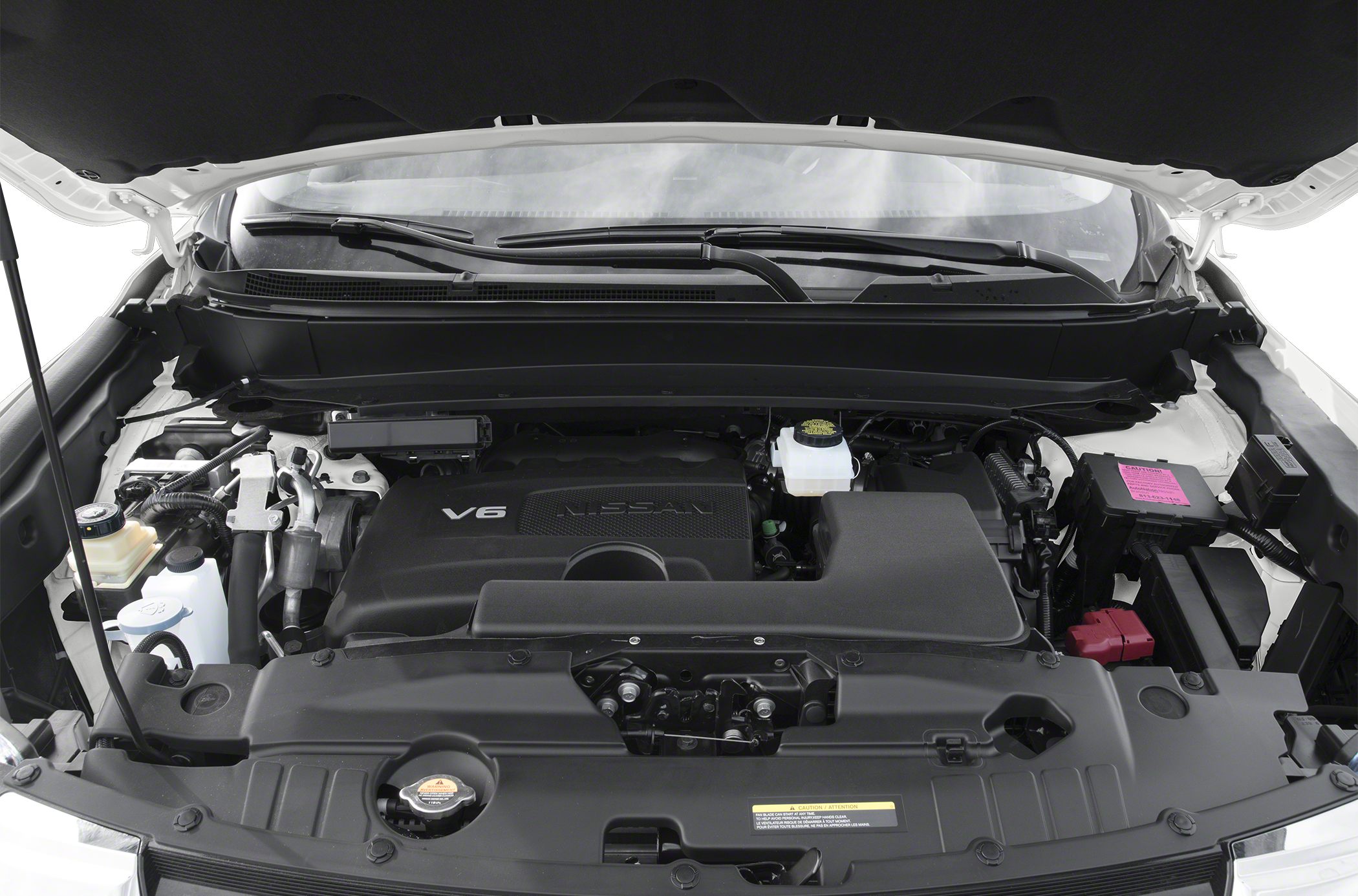 V6 engine bay with modern components and layout.