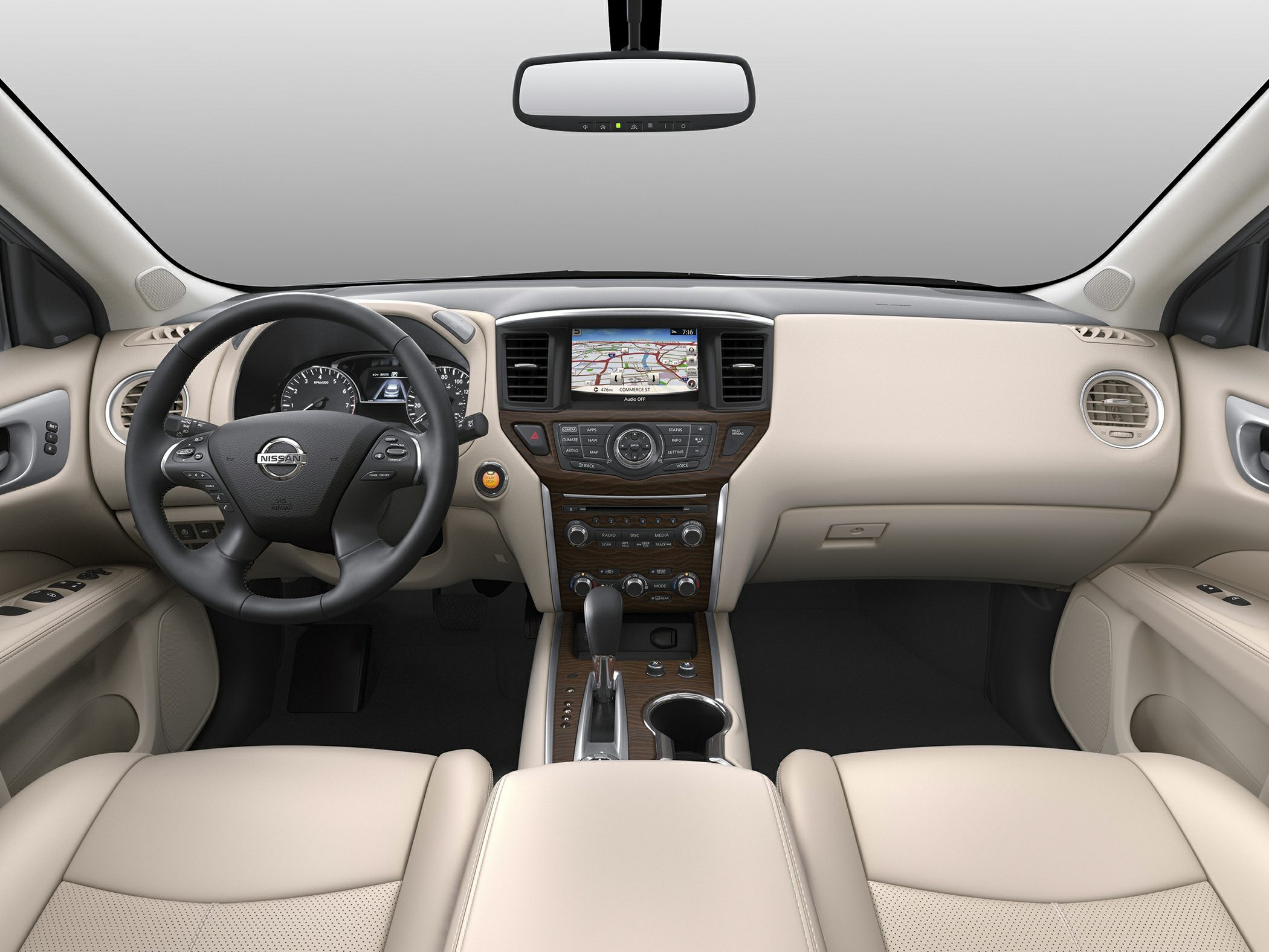 Interior dashboard with navigation display and center console controls