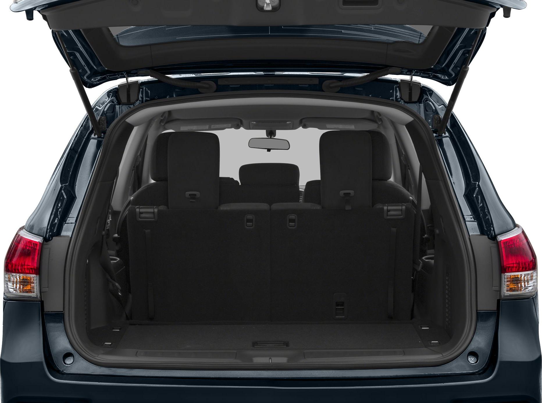 Open rear trunk with rear seats of SUV