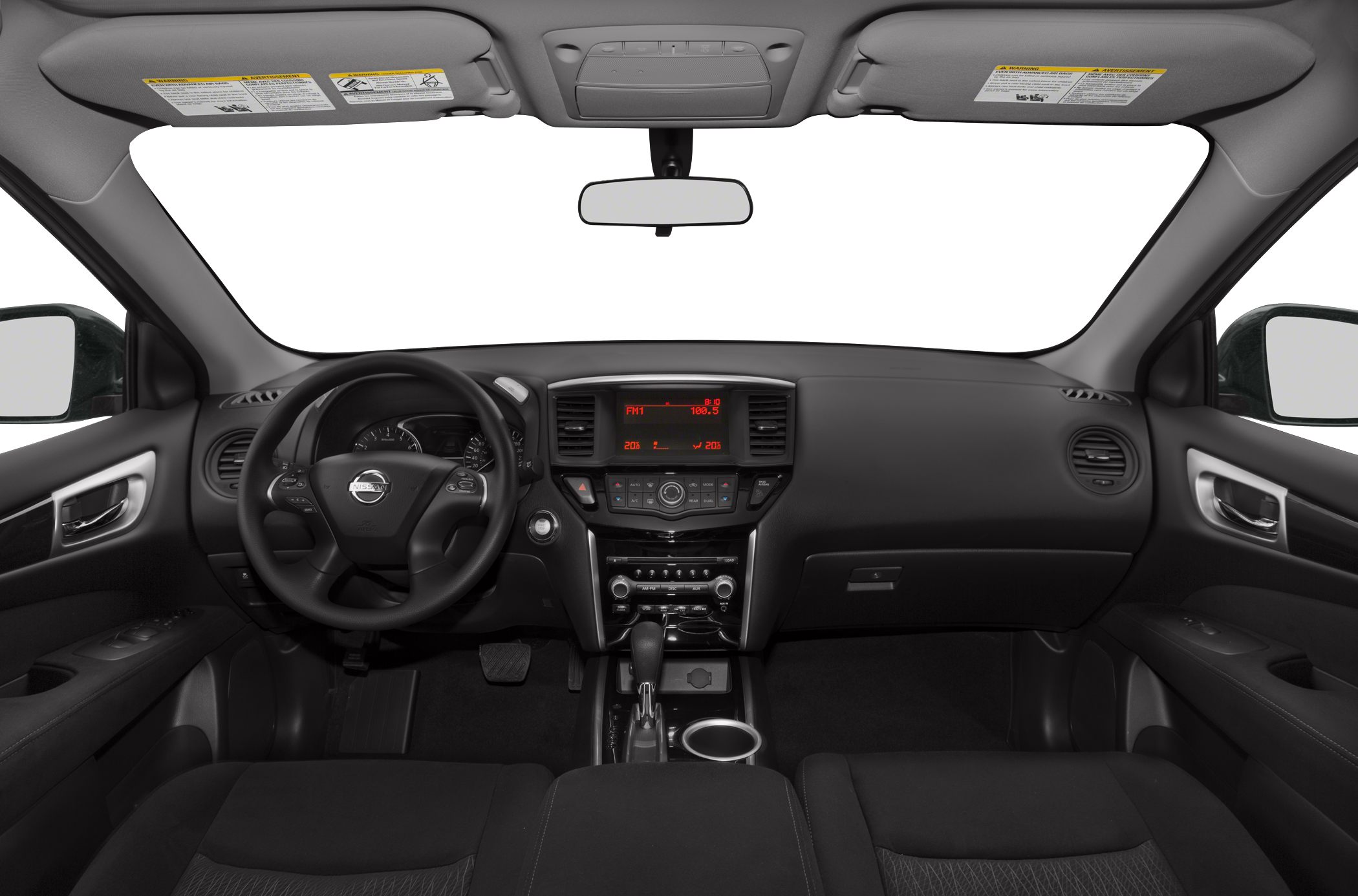 Dashboard and steering wheel with central console and controls