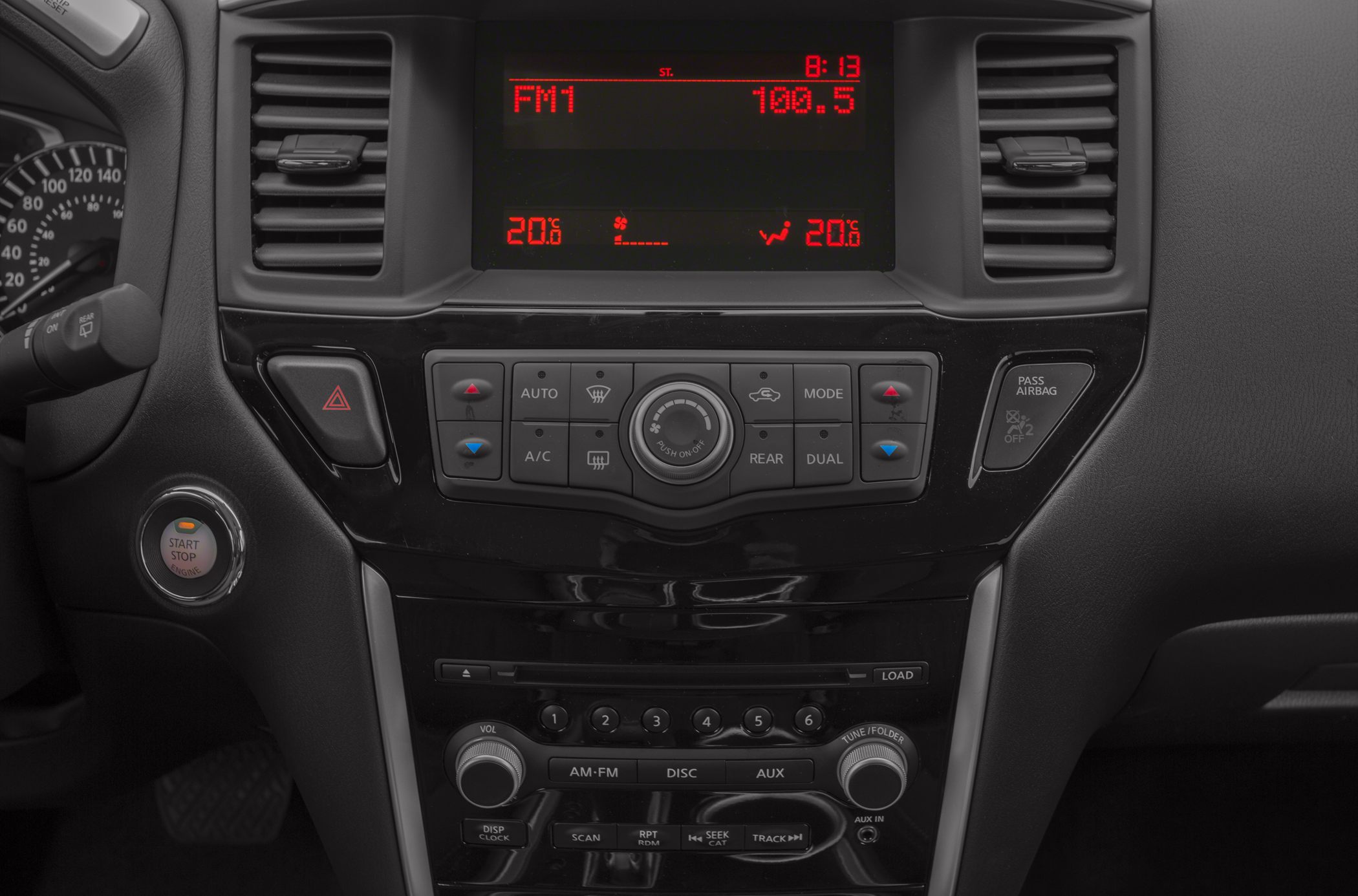 Dashboard center console with climate control and digital display