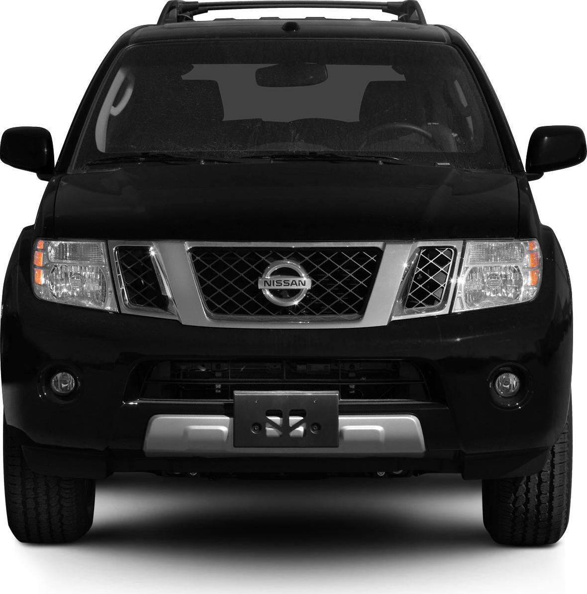 Front view of SUV featuring grille, headlights, and roof rails