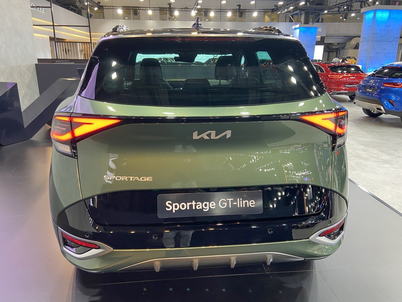 Rear view with distinctive LED tail lights and GT-line badge