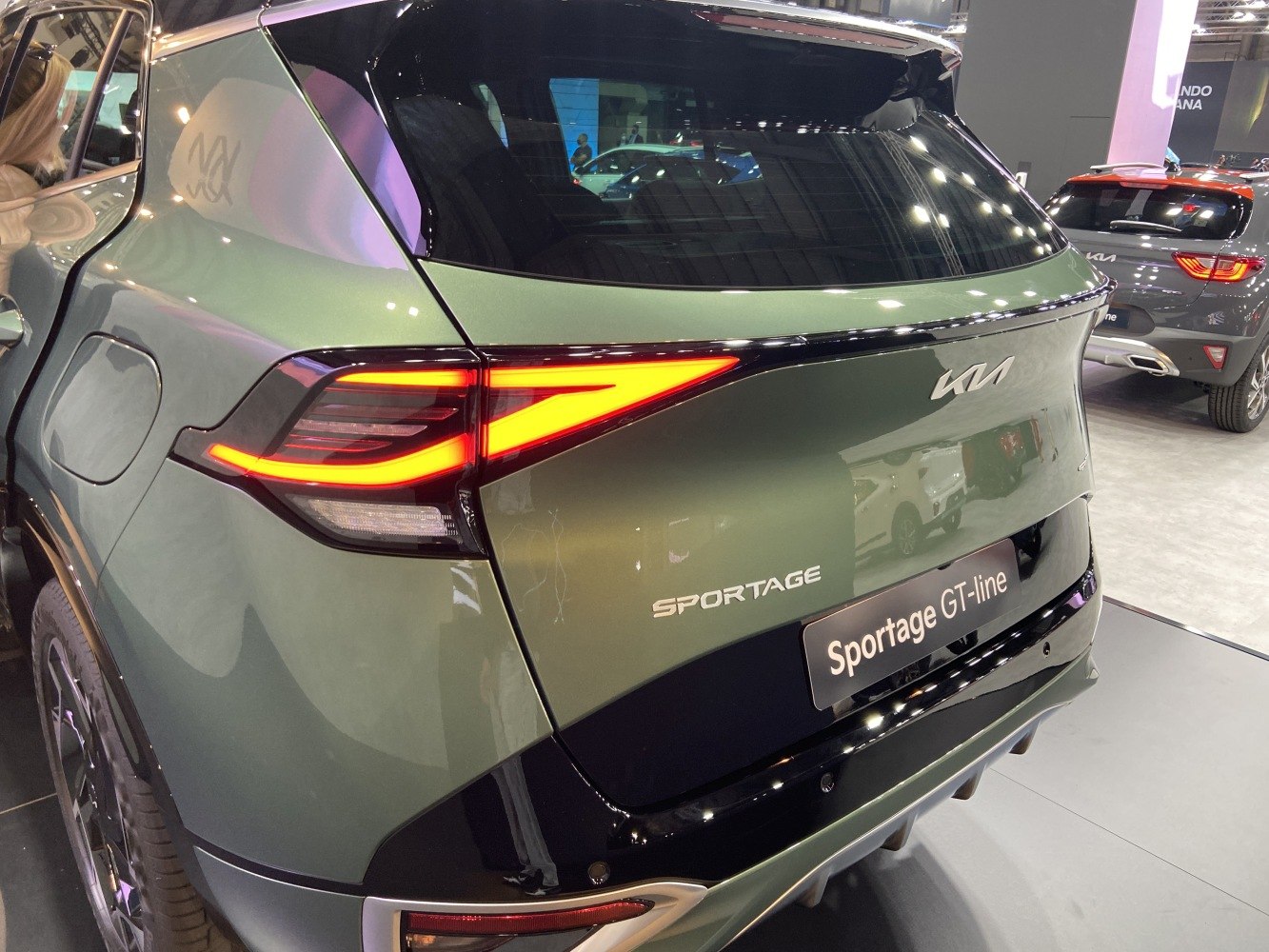 Rear LED taillights and tailgate design of an SUV