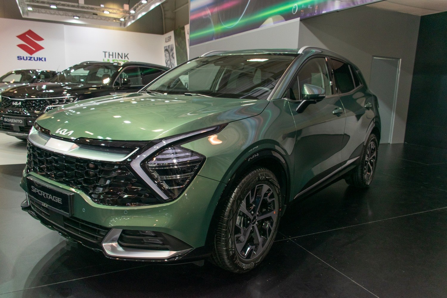 Modern SUV front grille and angular headlight design