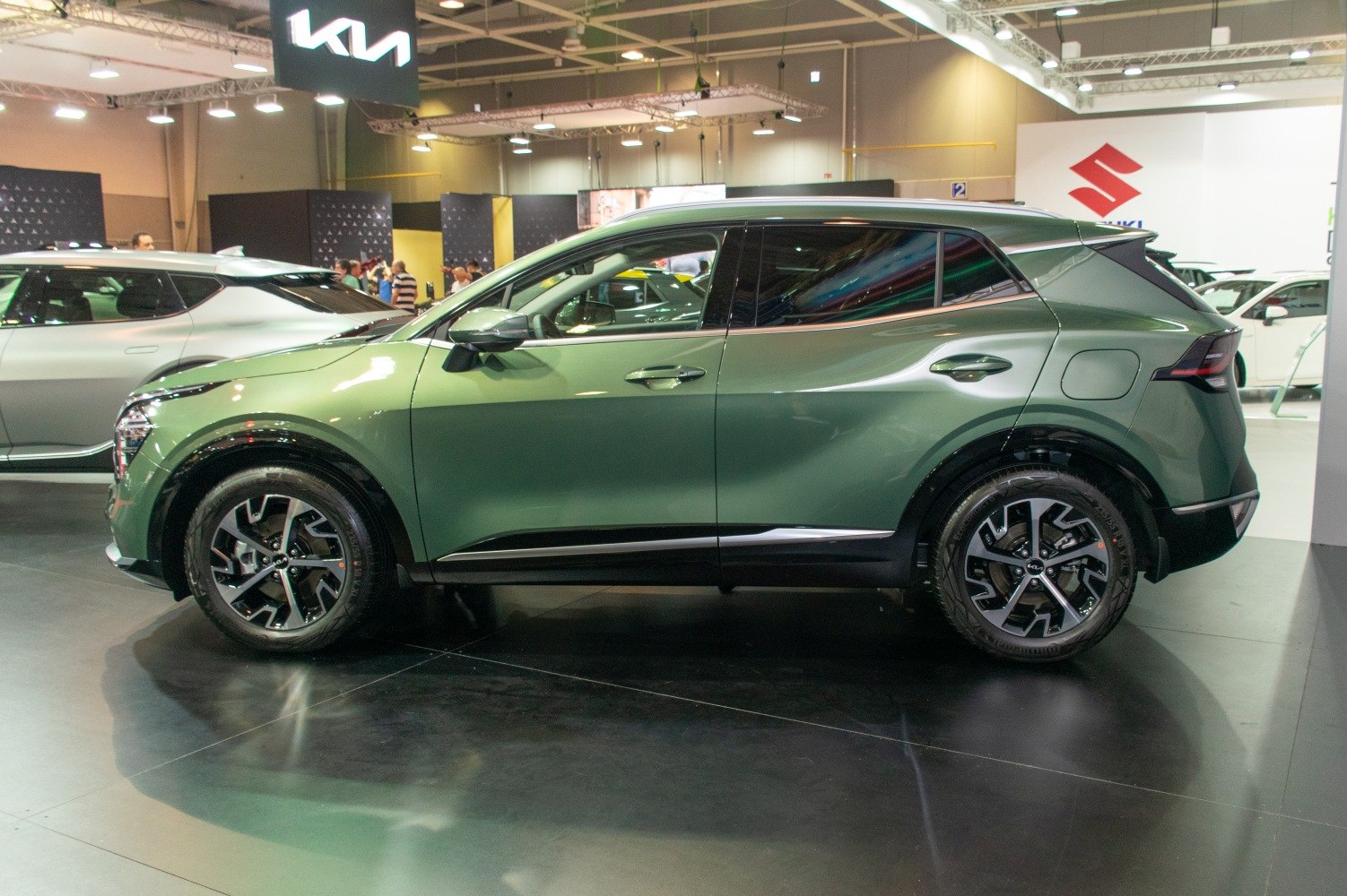 Side view of modern SUV with distinctive alloy wheels