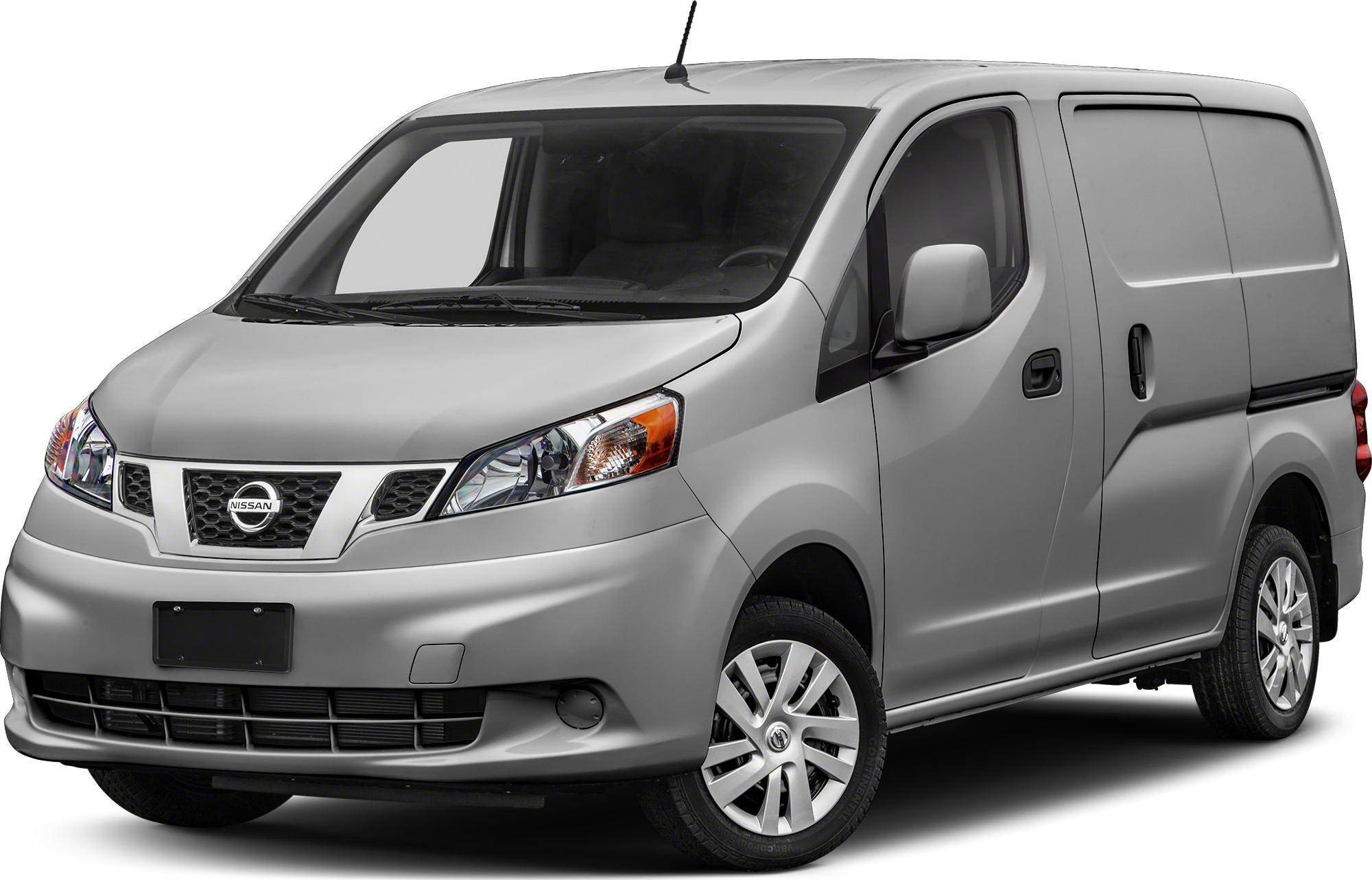 Front side view of compact cargo van with sliding side door.