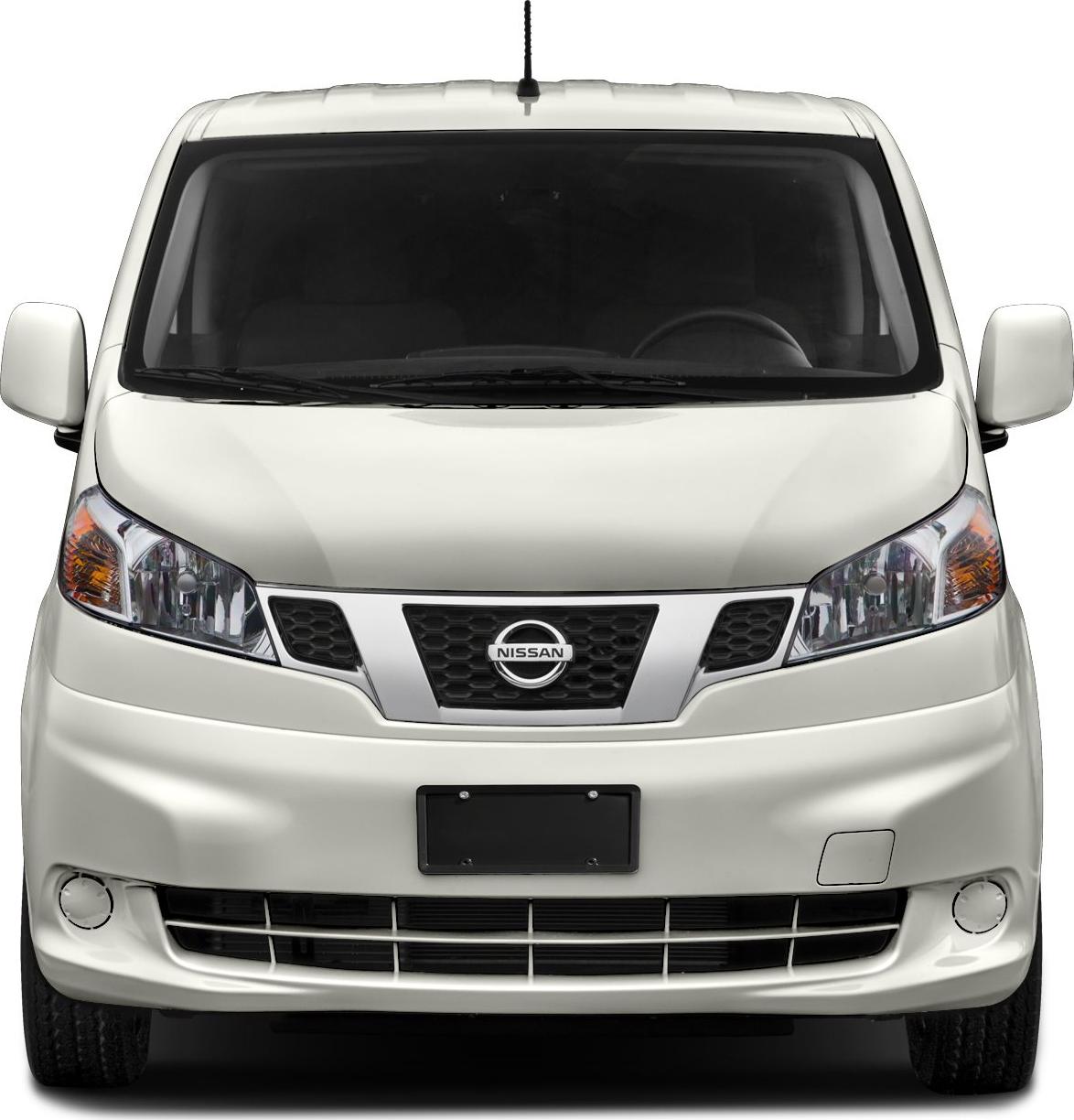 Front view with grille and headlights of a compact van