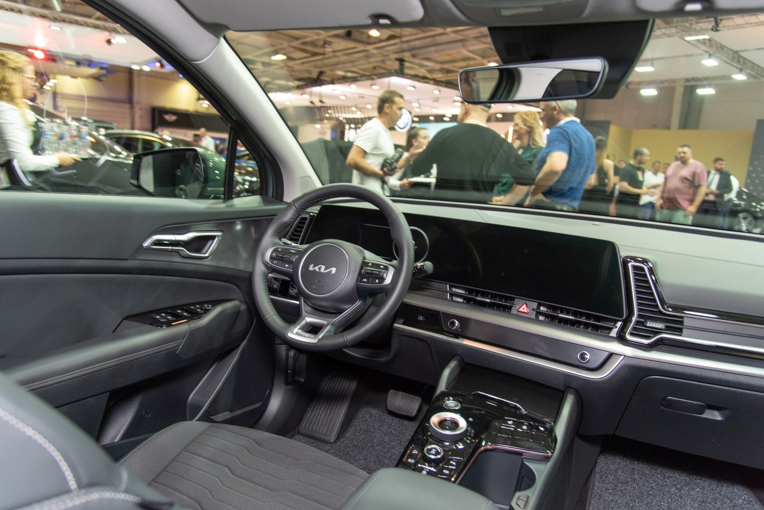 Digital dashboard and multifunction steering wheel in modern SUV interior