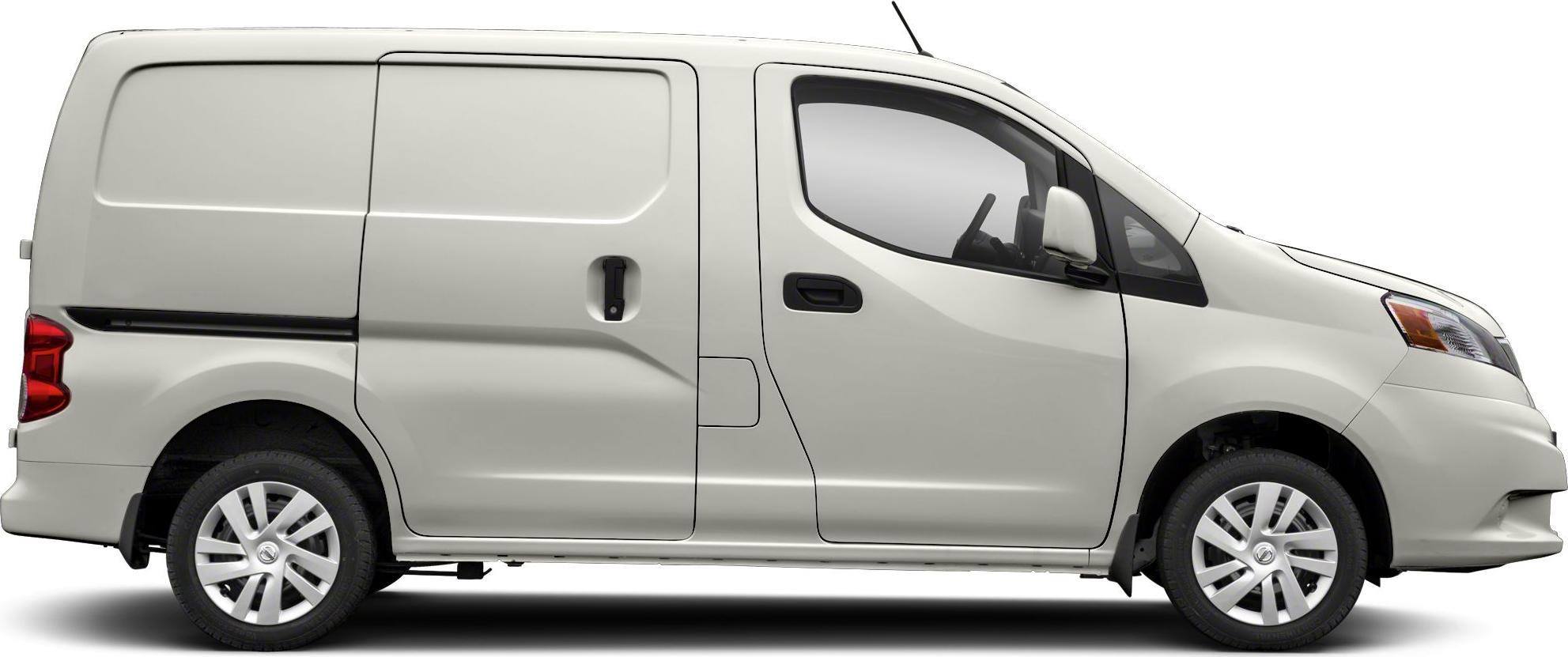 Side view of compact cargo van with sliding door and aerodynamic design